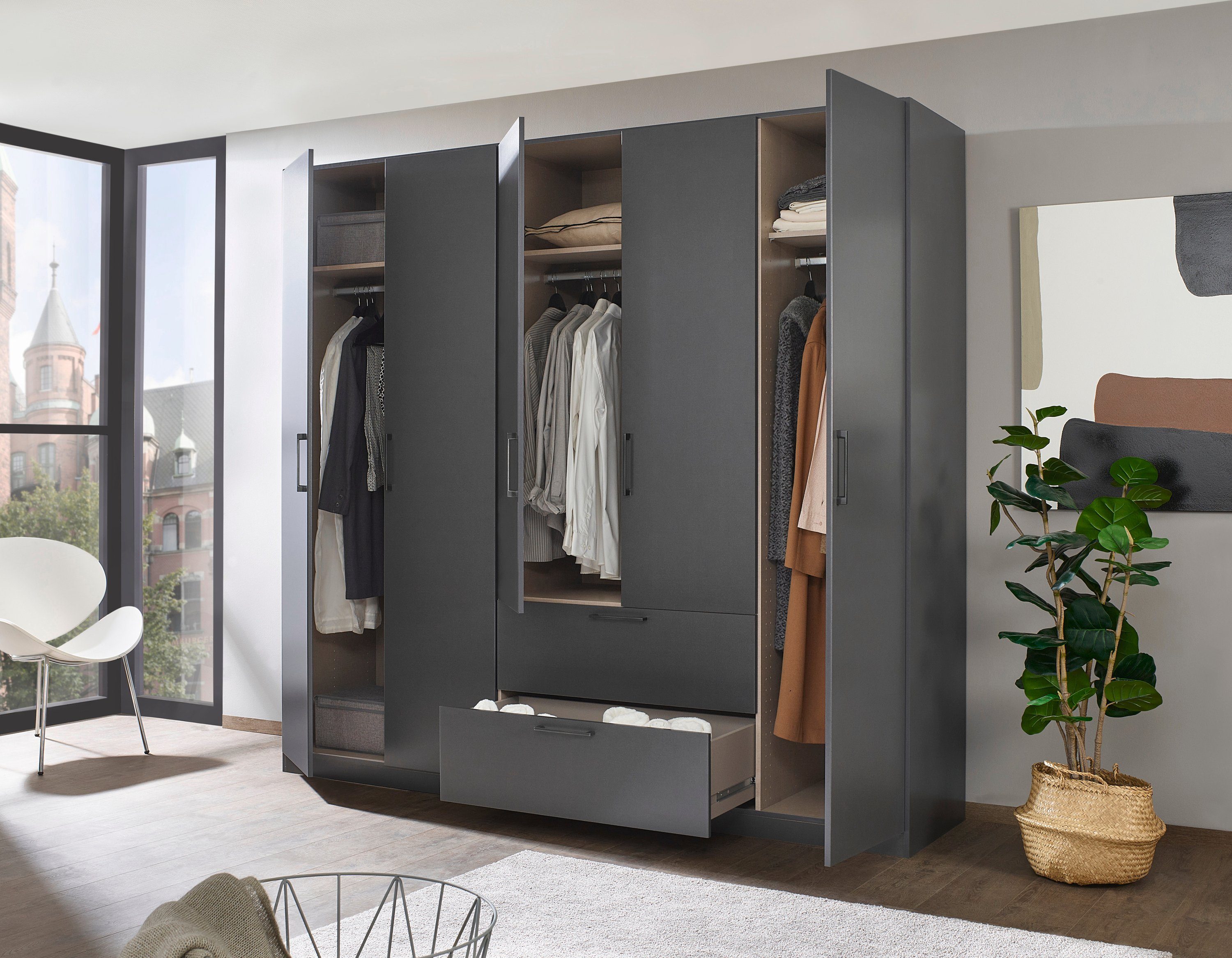 Slaapkamerserie Compleet slaapkamer Challenger (Set van 4 delen) Kast 2 breedtes, bed 3 breedtes, 2 nachttafels MADE IN GERMANY