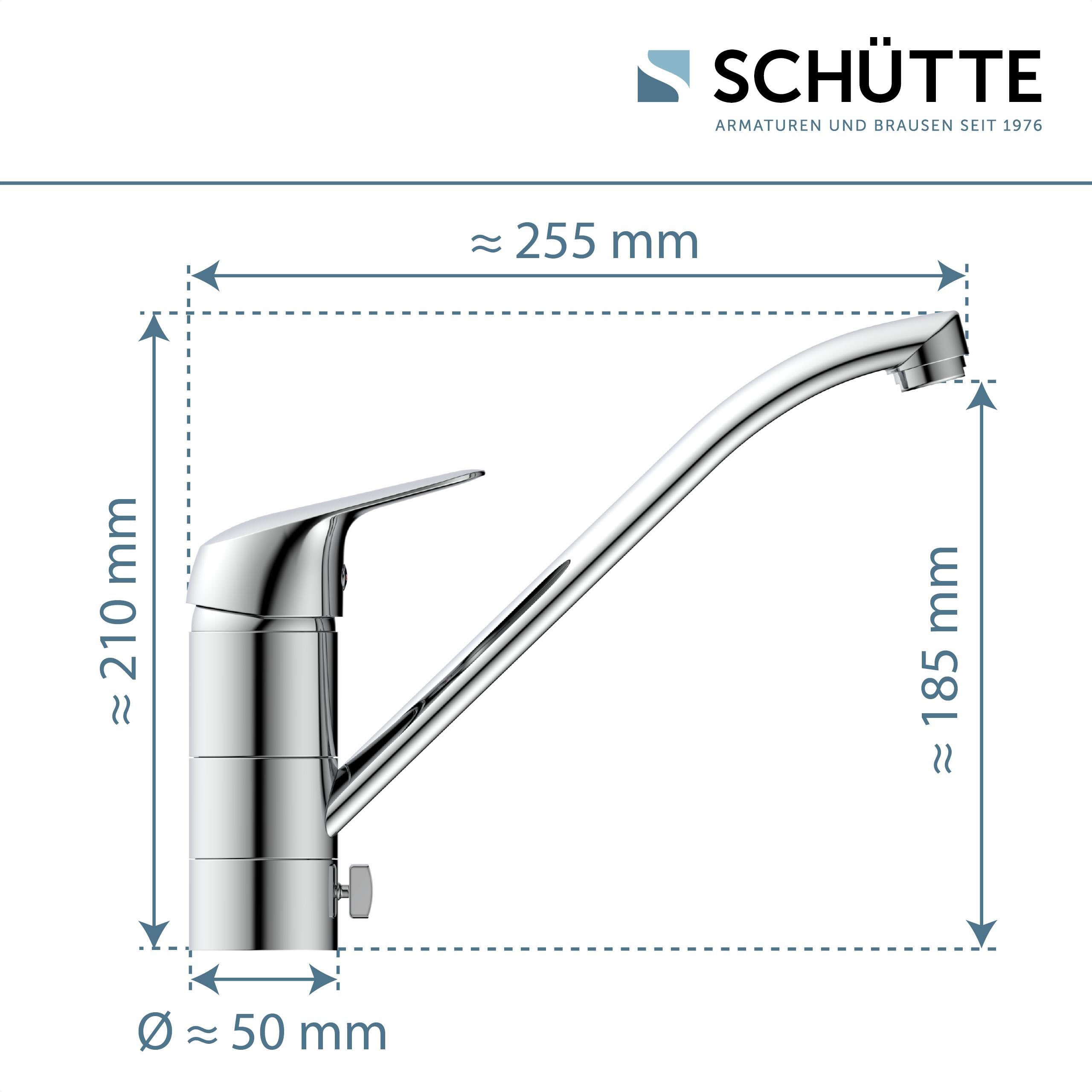 Schütte Gootsteen kraan Luca voor montage onder een raam, kraan keuken in chroom, hoge druk