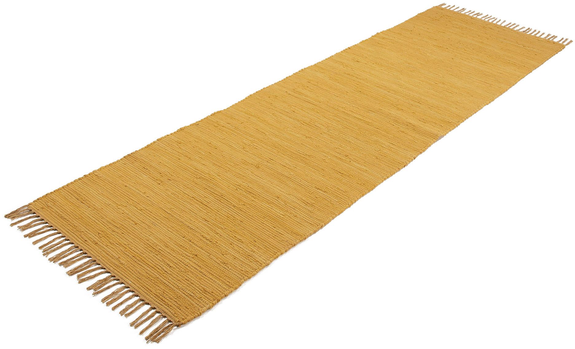 carpetfine Vloerkleed Kelim Chindi uni Tweezijdig te gebruiken kleed, puur katoen, met de hand geweven, unikleuren, met franje