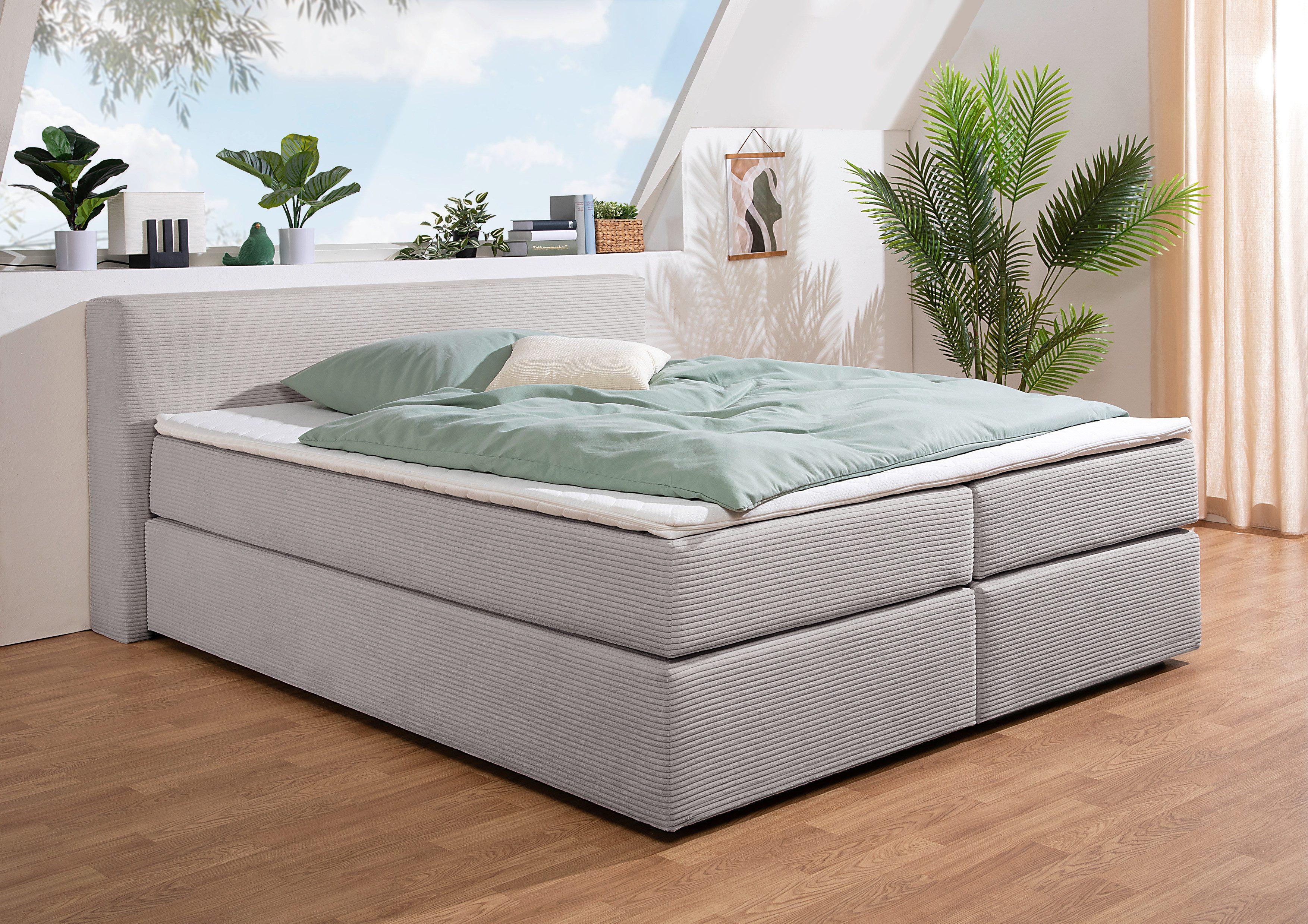 andas Boxspring Åby In cord bekleding, optioneel met en zonder matras verkrijgbaar boxsprings grijs
