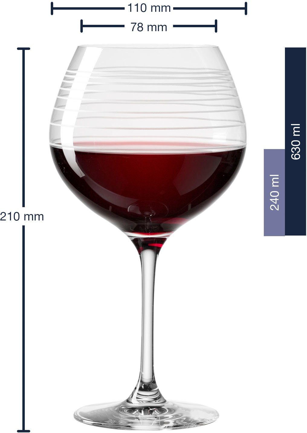 LEONARDO Wijnglas Casella 630 ml, met gravure(set, 6-delig)