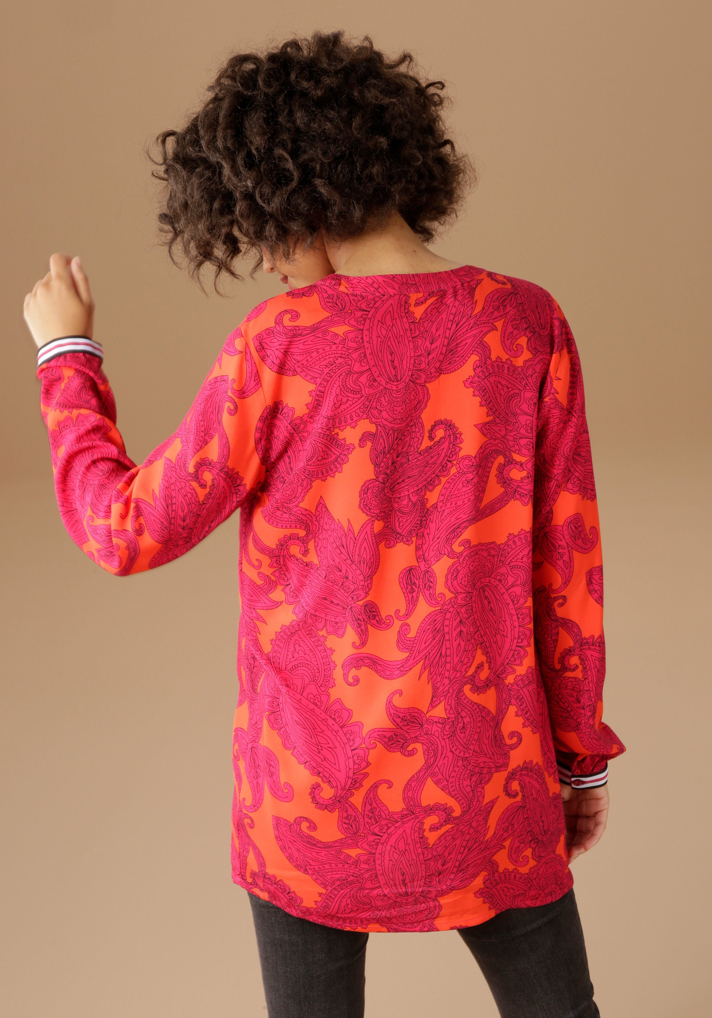 Aniston CASUAL Blouse zonder sluiting met kleurrijke, royale ornamentprint