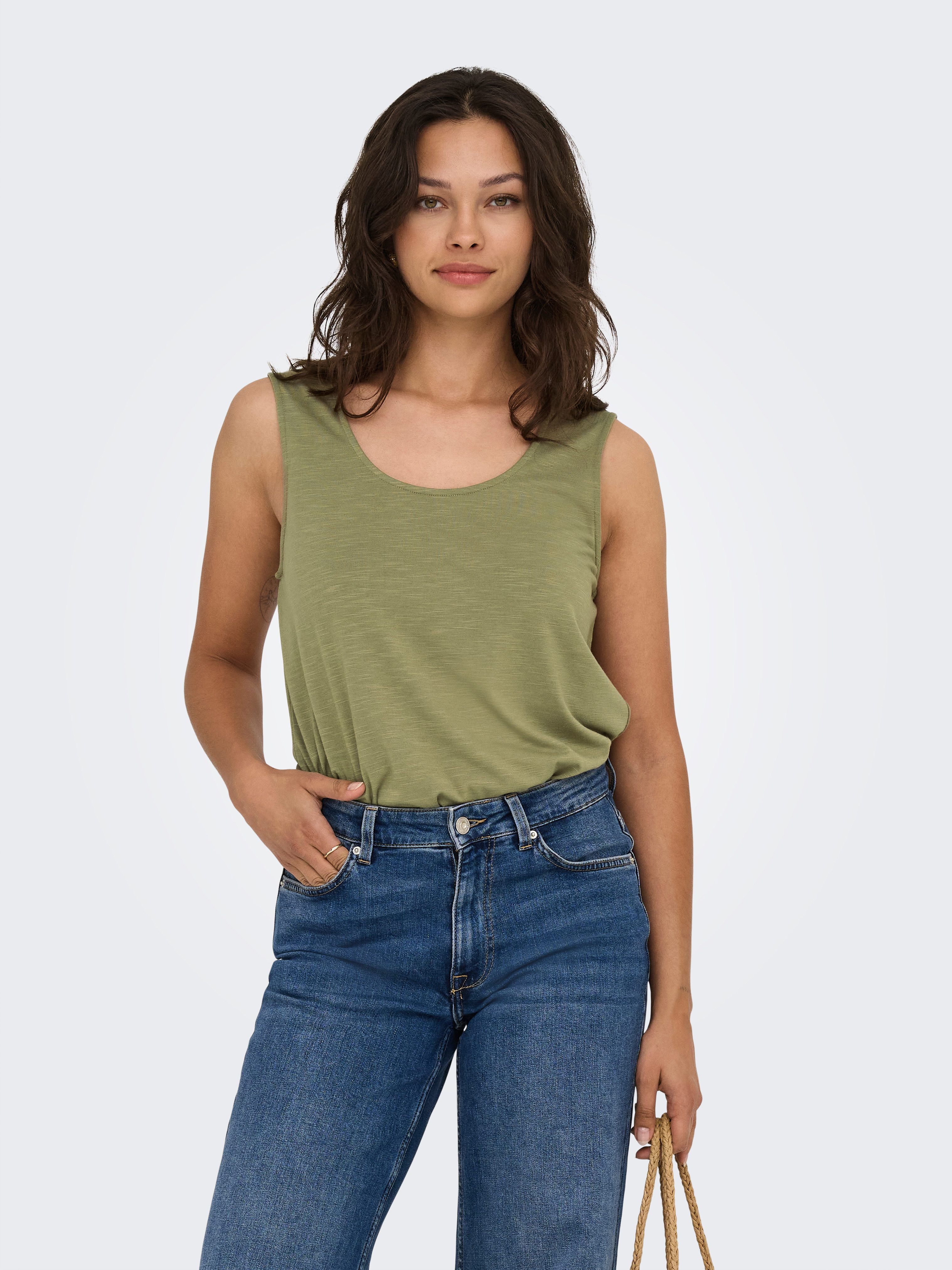Only Kanten top ONLFREDA S/L U-NECK MIX TOP BOX JRS