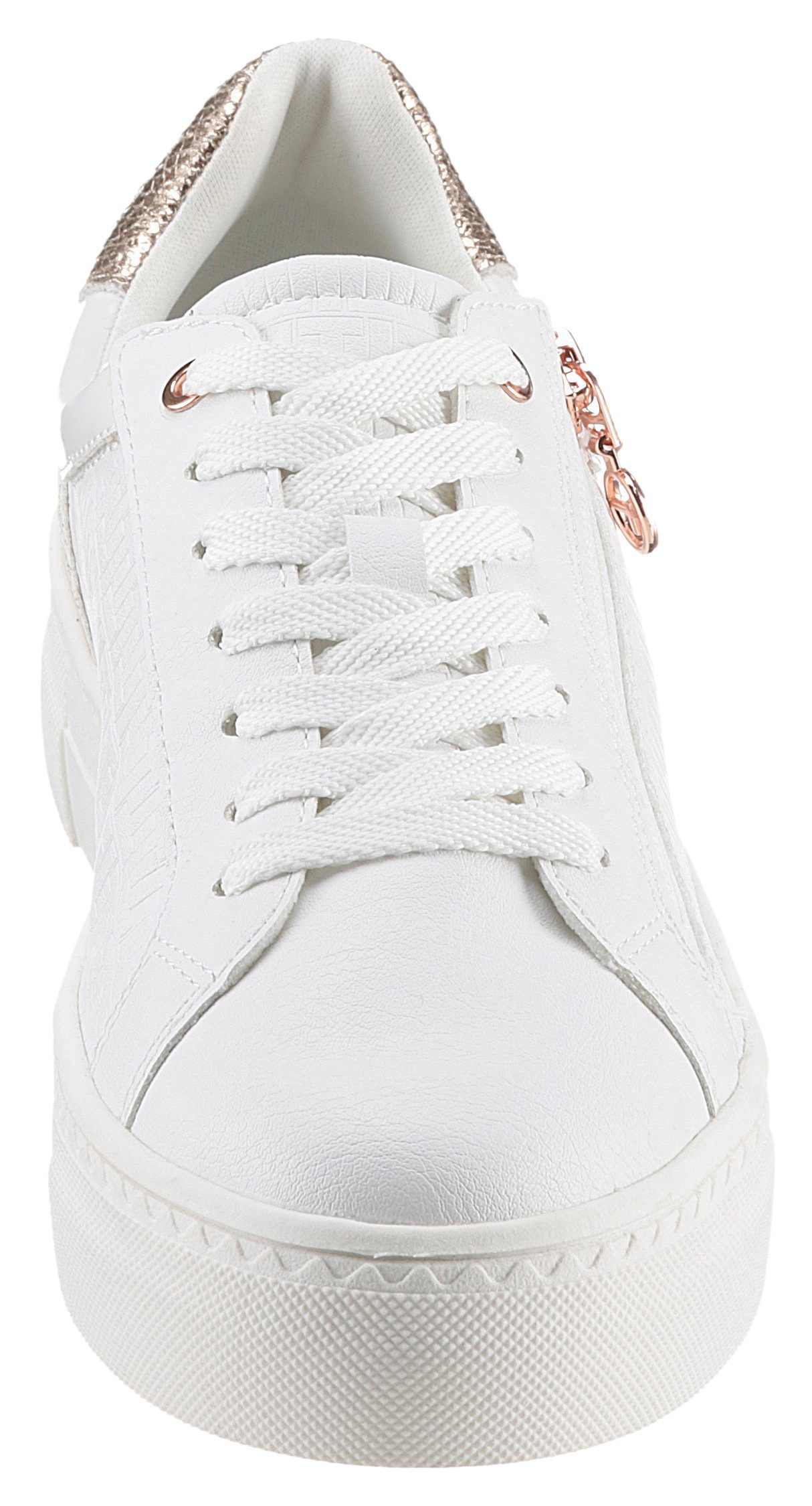 Tamaris Plateausneakers vrijetijdsschoen, lage schoen, veterschoen in vegan uitvoering