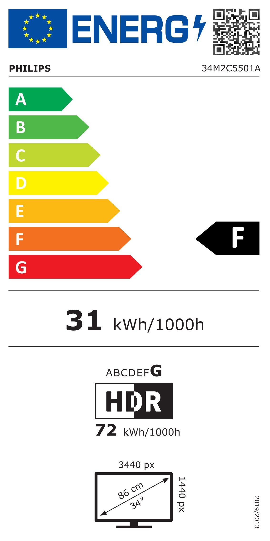 Philips Curved-gaming-ledscherm 34M2C5501A, 86,4 cm / 34", WQHD, Hoogte, draaiing, helling
