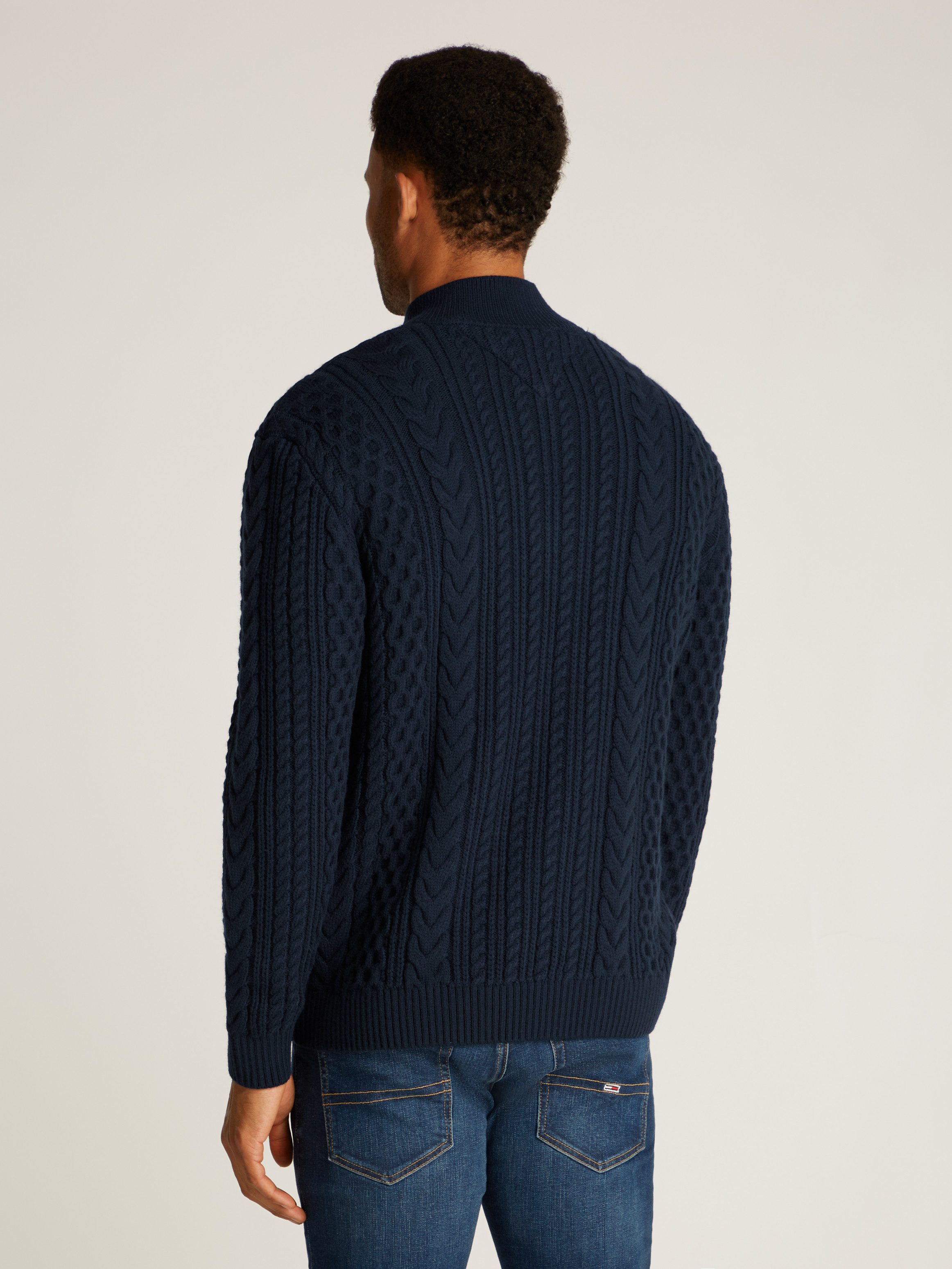 TOMMY JEANS Trui met staande kraag TJM REG CABLE S FLAG 1/4 ZIP