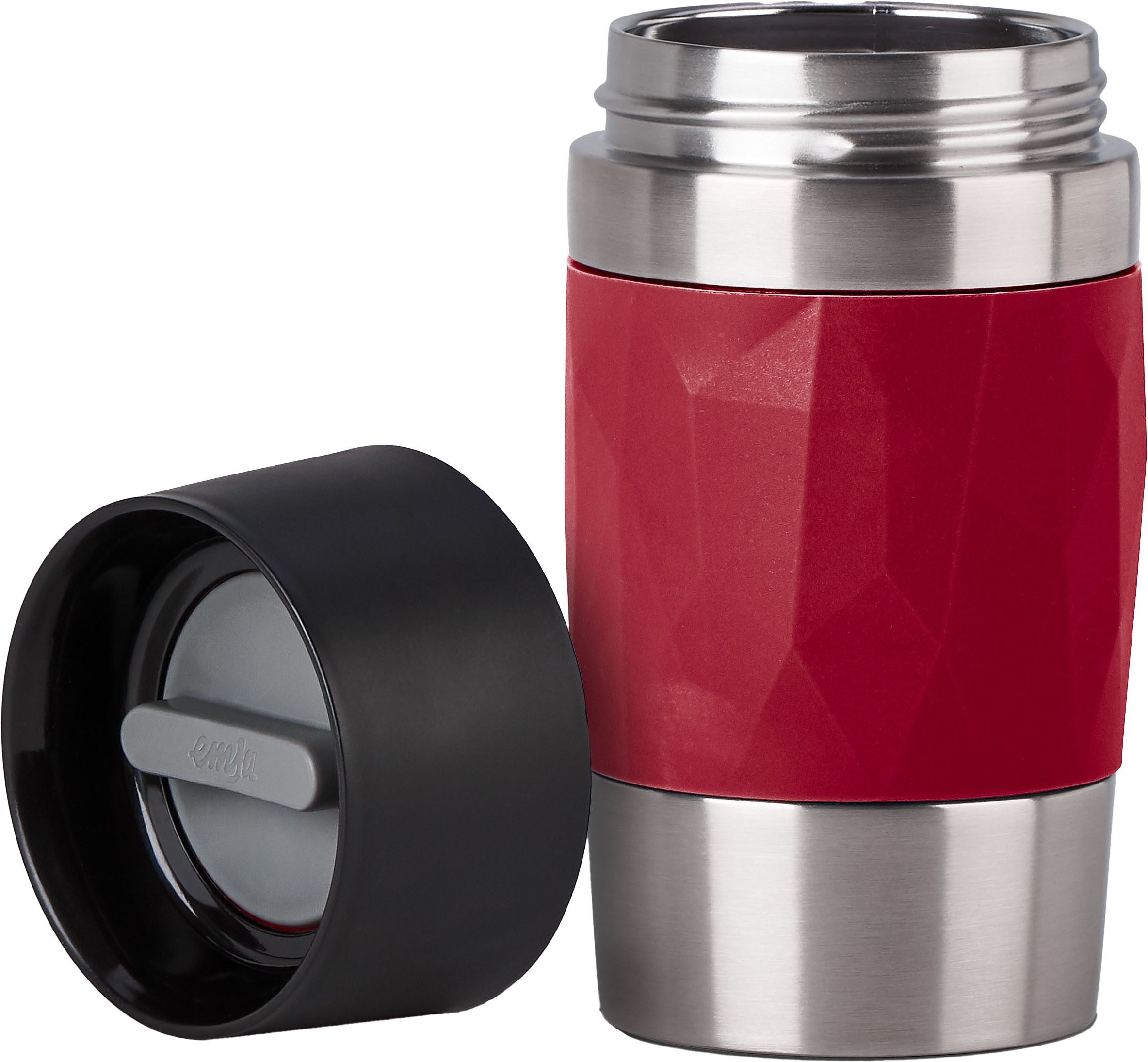 Emsa Thermosbeker Travel Mug Compact 0,3l, roestvrij staal, 3u warm/6u koud, 360° drinkopening, vaatwasmachinebestendig