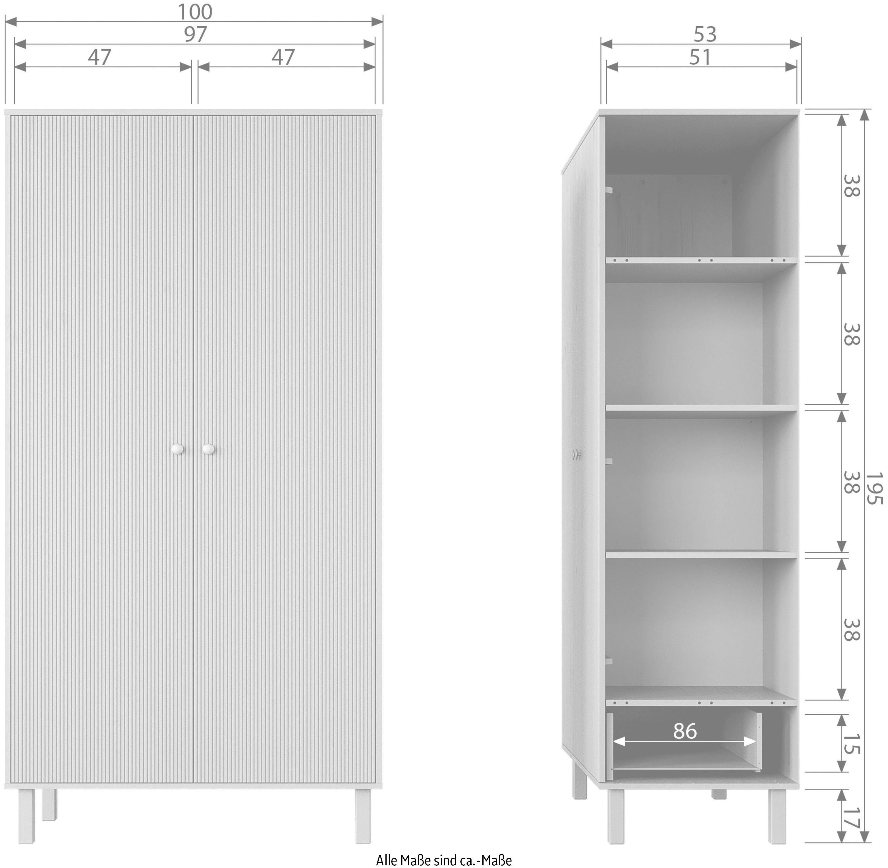 WOOOD Kledingkast Madu met kledingstang, van grenenhout, h 195 cm x b 100 cm