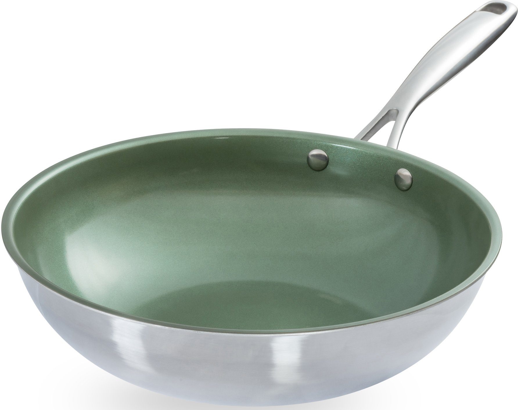 just vegan wok ceravegan plantaardige keramische coating, inductie, oe 28 cm (1-delig) zilver