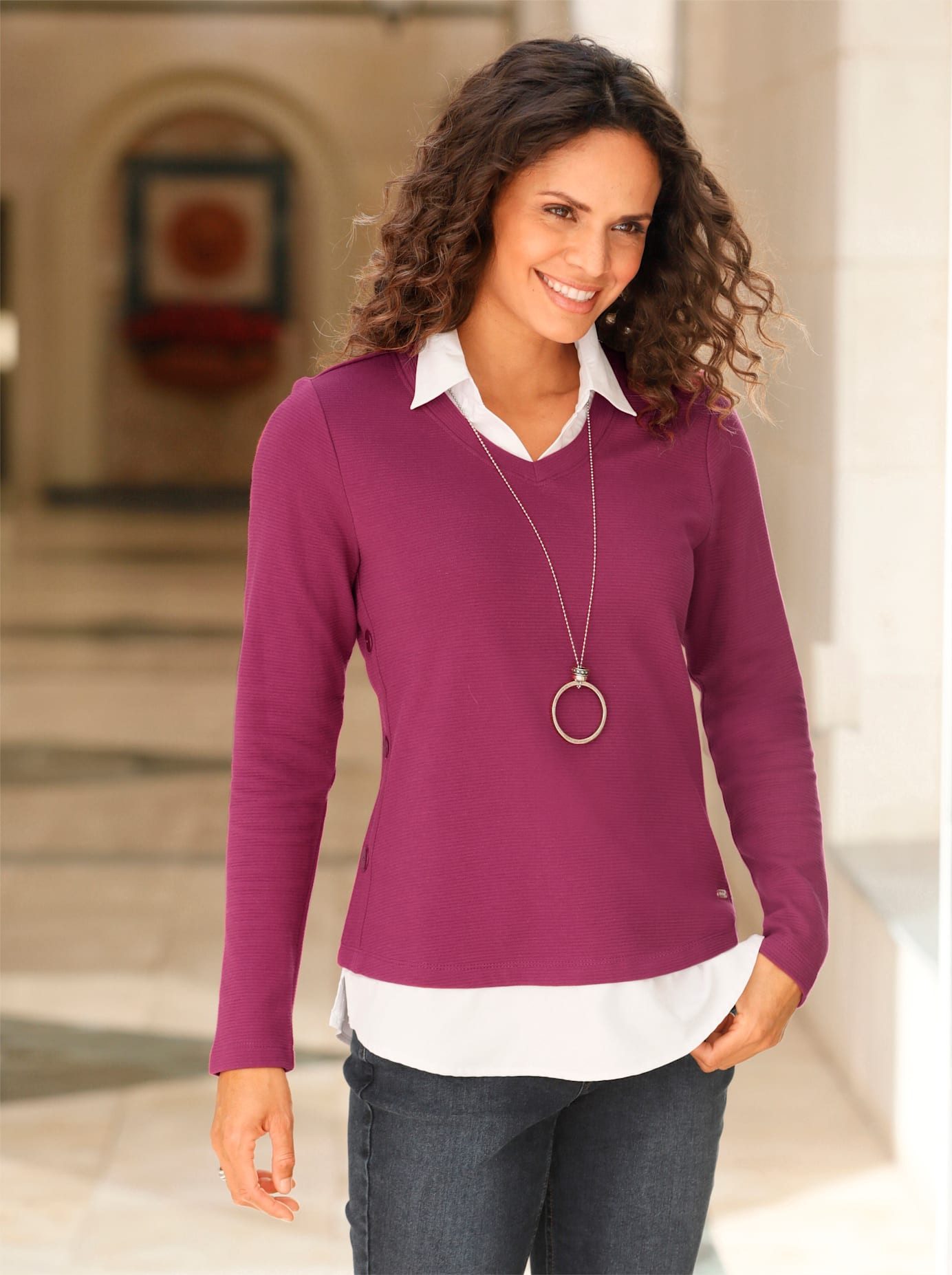 Casual Looks 2-in-1-shirt Shirt (1-delig) dames 2-in-1 shirts maat 38 roze