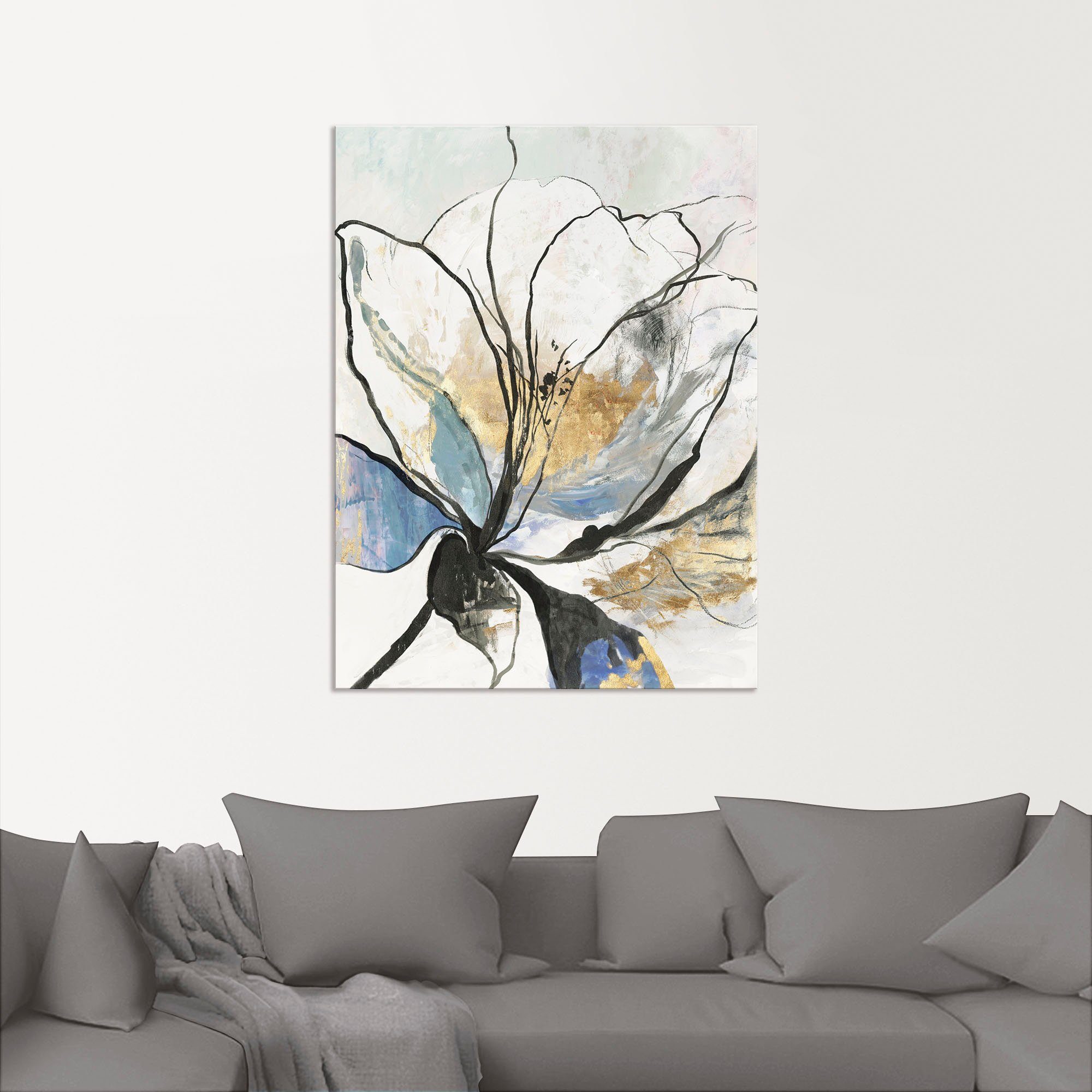 Artland Artprint Geschetst bloemenpatroon I als artprint van aluminium, artprint voor buiten, artprint op linnen, poster, muursticker
