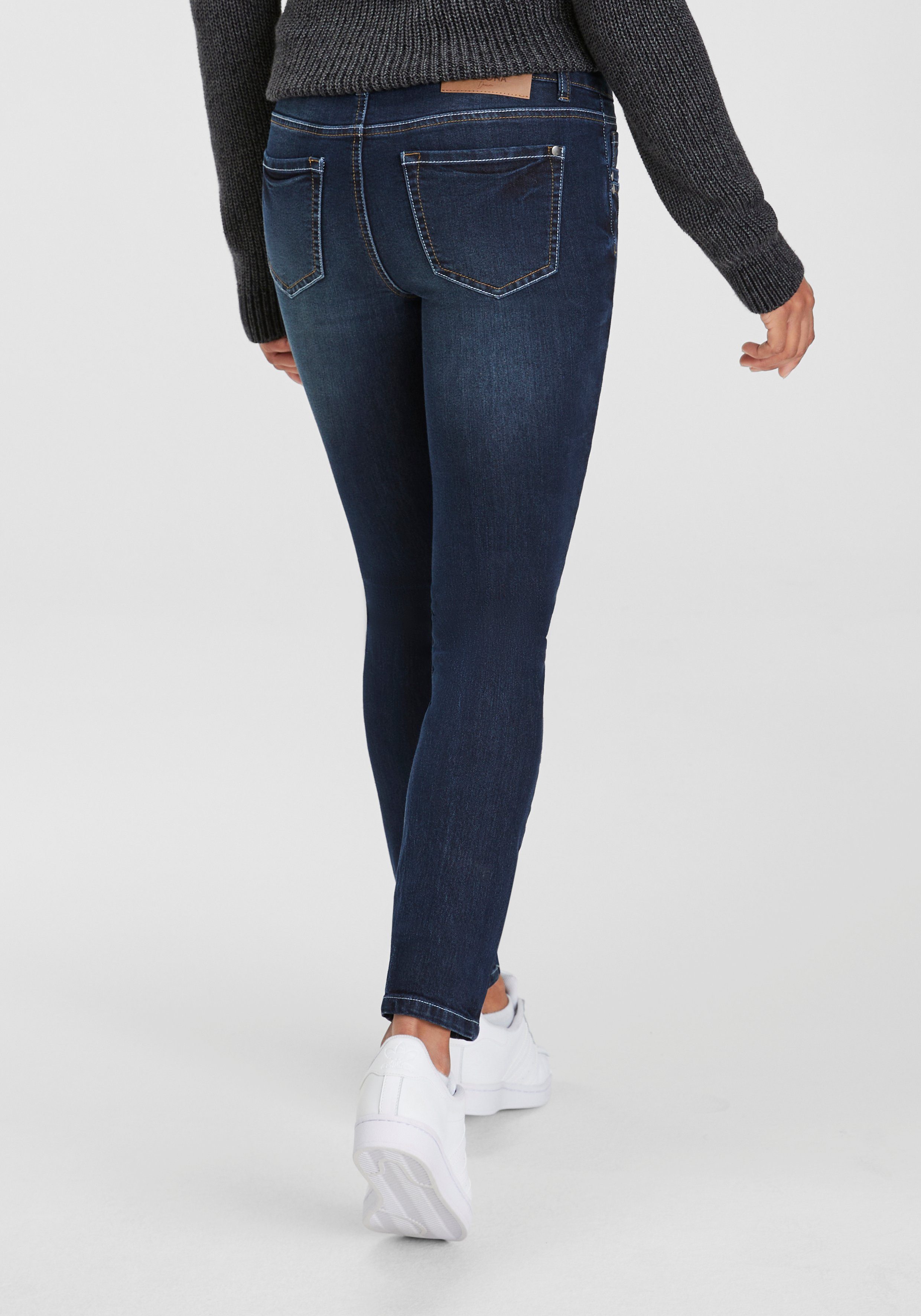 Arizona Skinny jeans normale taille, contrasterende details, used-wassing