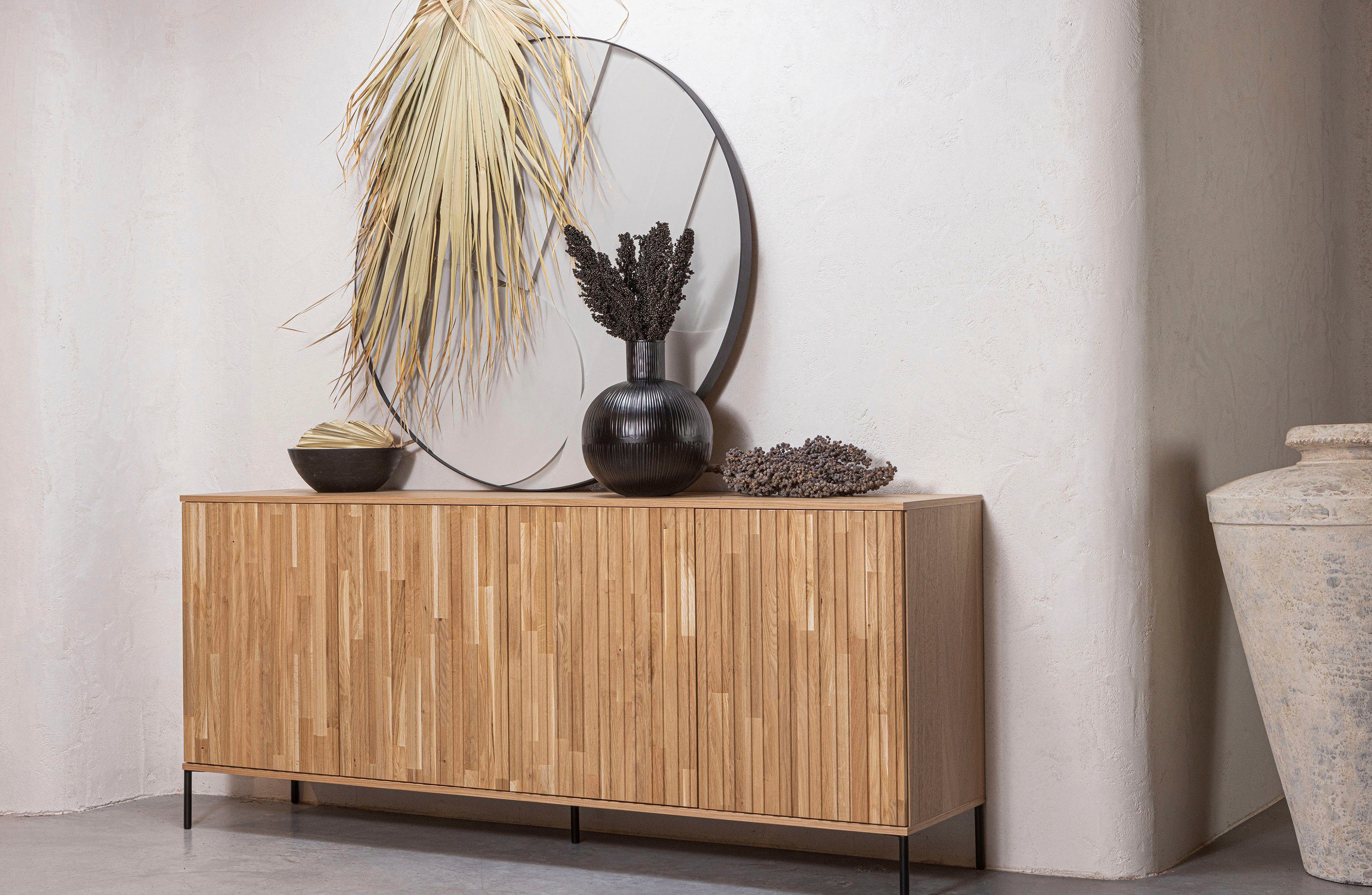 WOOOD Dressoir New Gravure Commode met grafische reliëfdeuren, H 85 cm x B 200 cm
