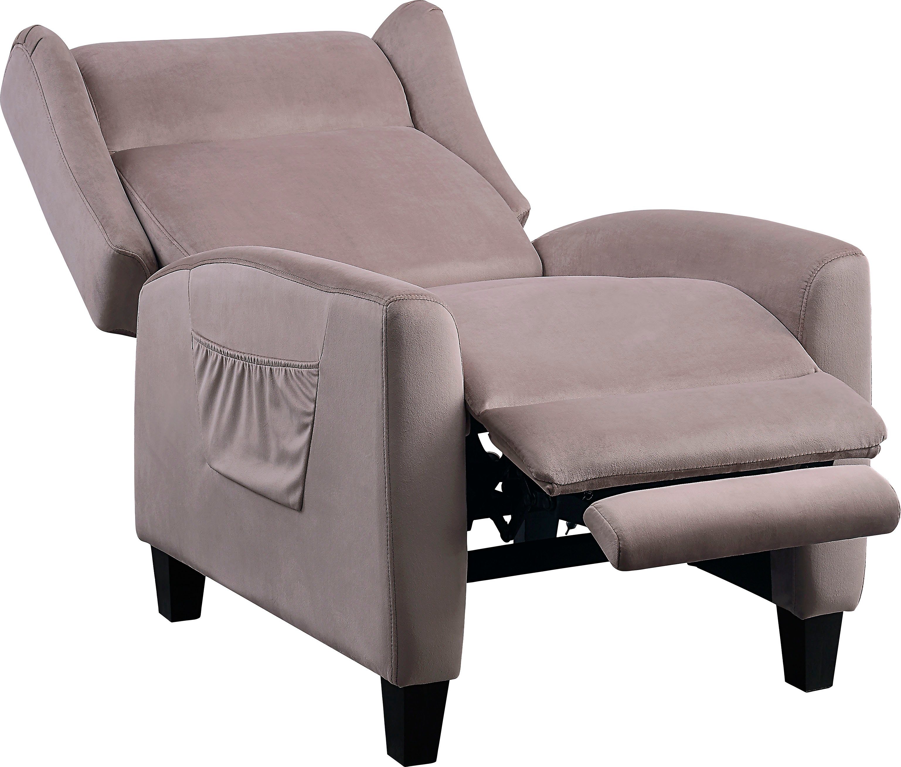ATLANTIC home collection Relaxfauteuil Timo klassieke oorfauteuil met relaxfunctie en praktisch zijvak