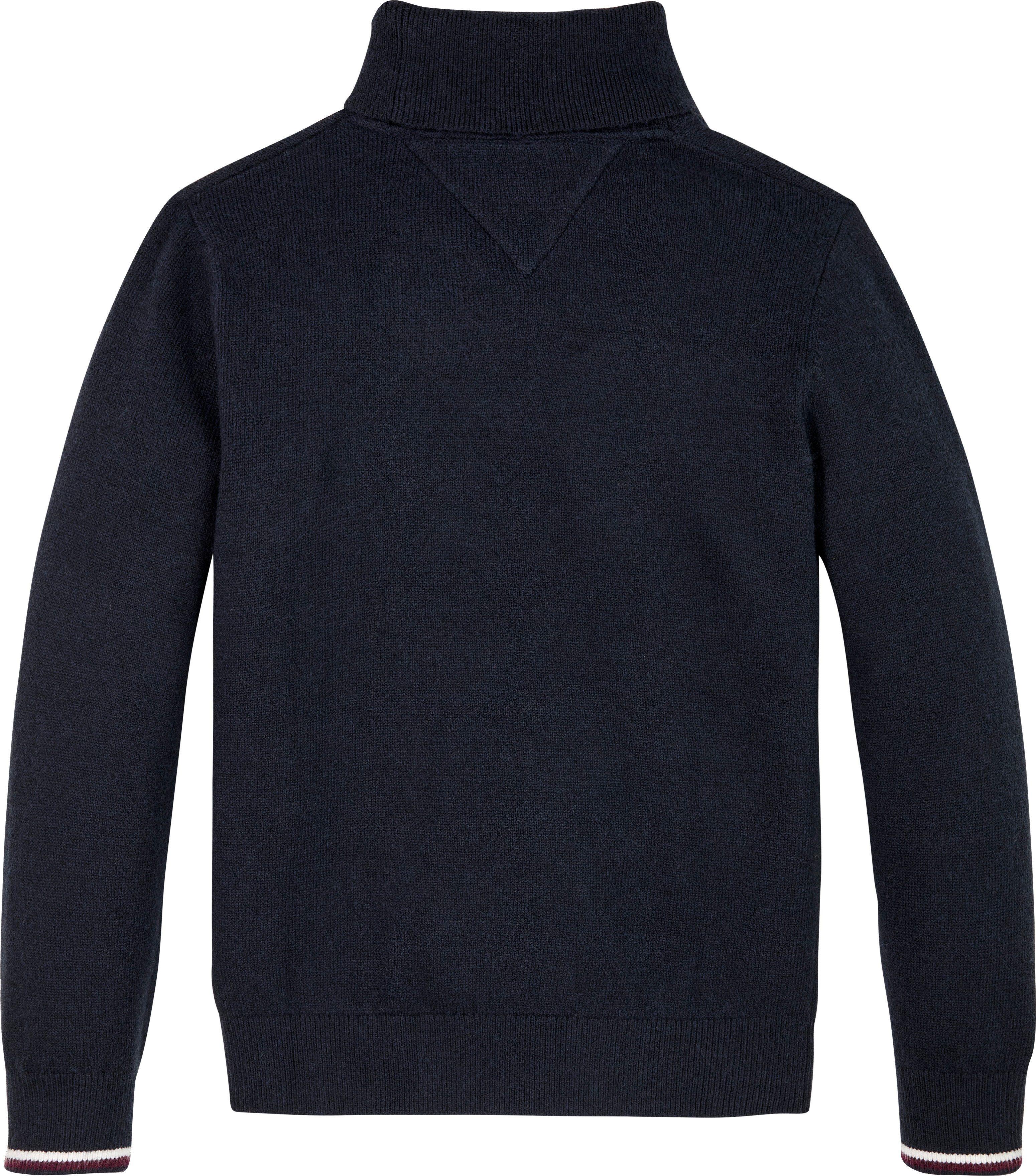 Tommy Hilfiger Gebreide trui ESSENTIAL REG TURTLENECK SWEATER met contraststrepen, logo borduring