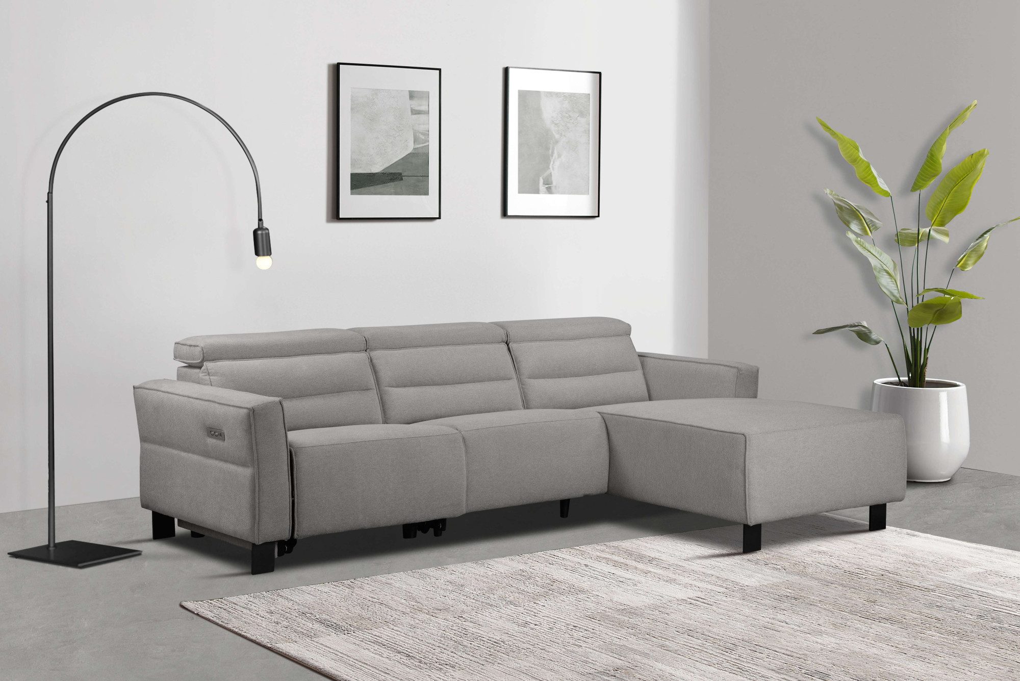 Places of Style Hoekbank Carpari, L-vorm, 263 cm, handmatige of elektrische relaxfunctie