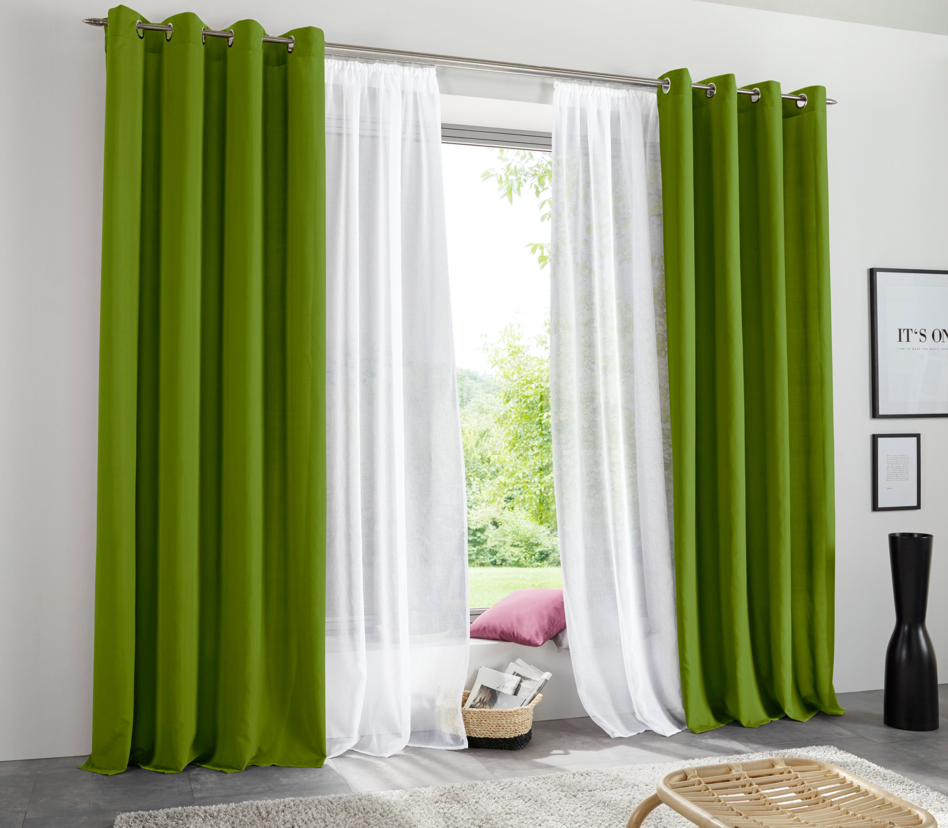 my home Gordijn Raja 2-pack, bestseller, effen, modern, onderhoudsvriendelijke microvezel (2 stuks)