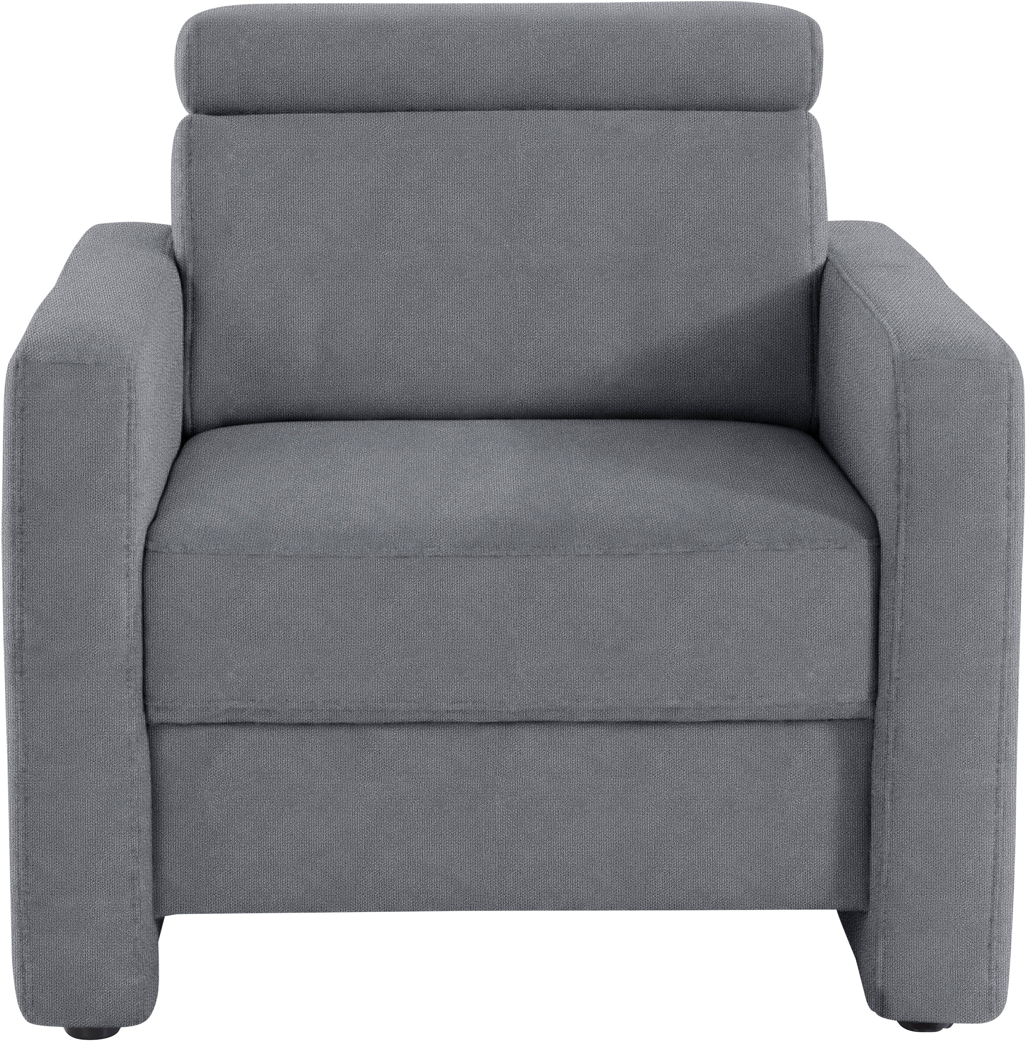 sit&more Fauteuil Bologna met binnenvering, met verstelbare hoofdsteun fauteuils grijs