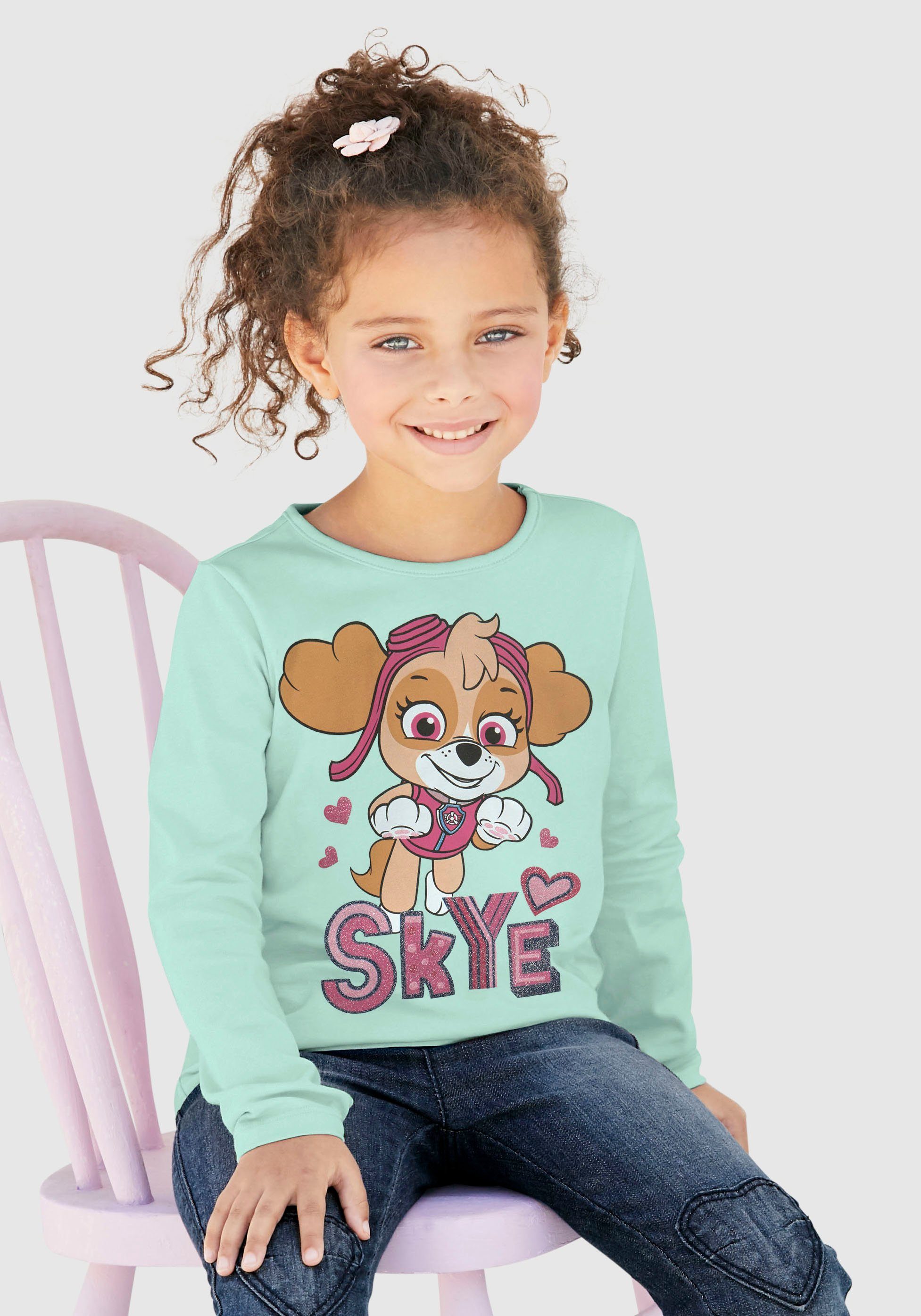 PAW PATROL Shirt met lange mouwen Skye Print met glitterdetails