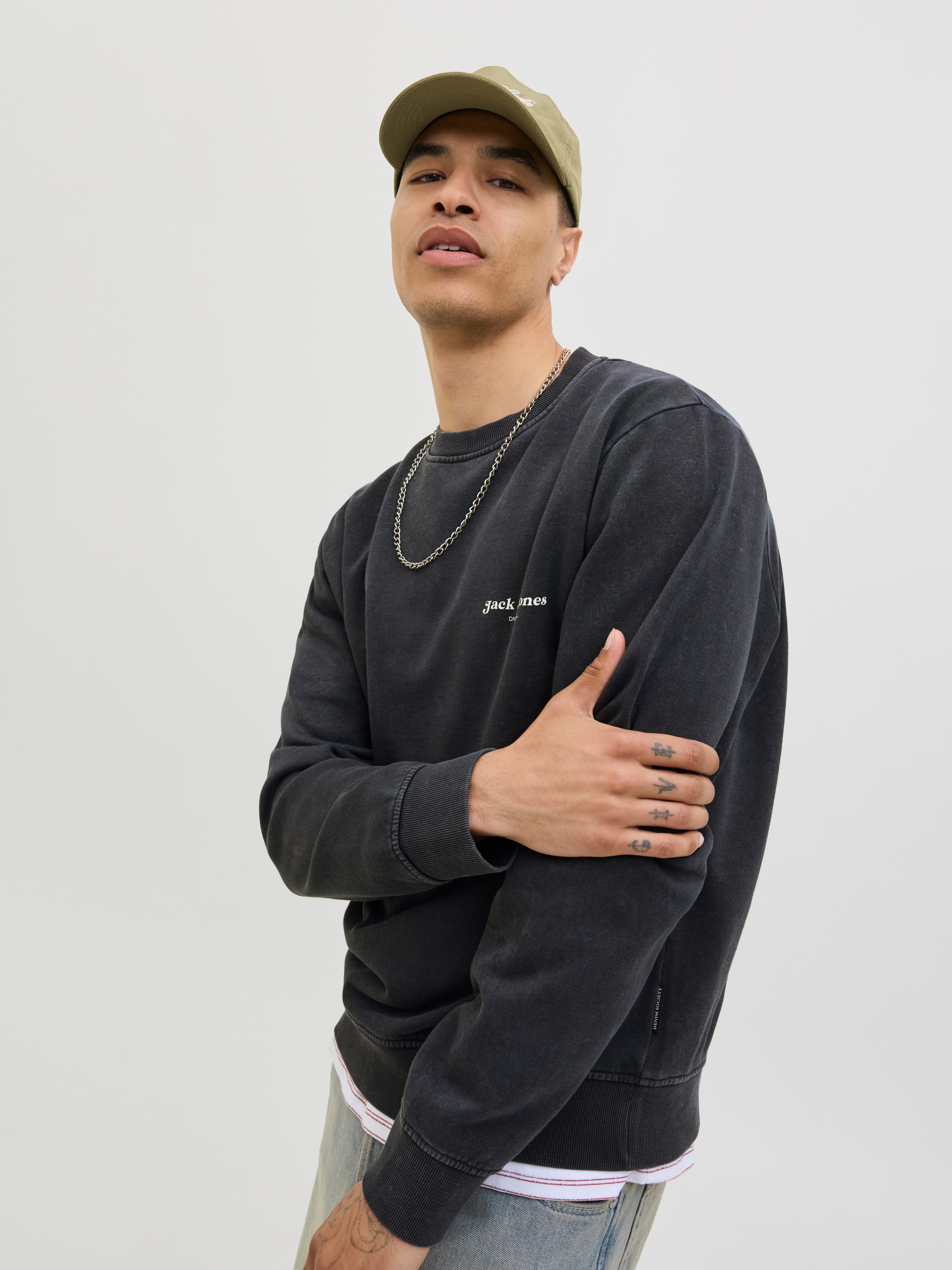 Jack & Jones Sweatshirt JJEDOVER PRINT SWEAT CREW NECK