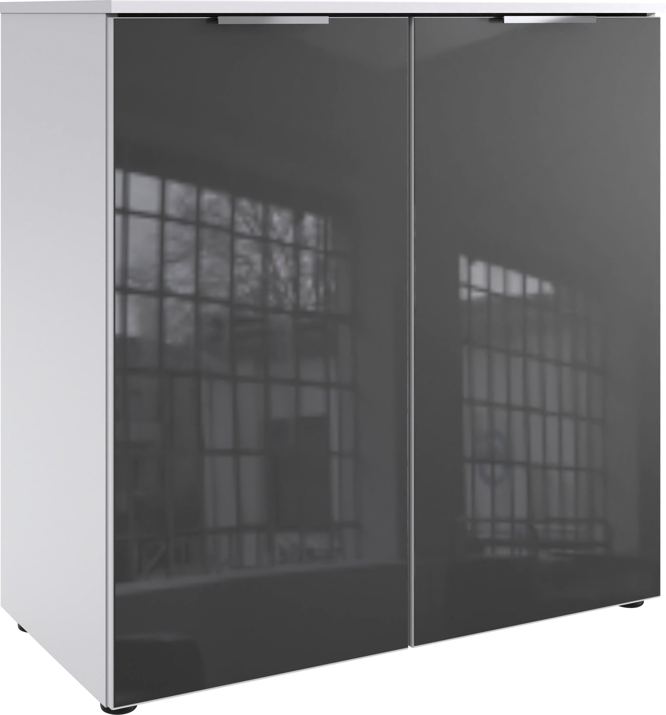 Wimex Kast Level36 C by fresh to go met glaselementen voor, soft-closefunctie, 81 cm breed dressoirs zwart