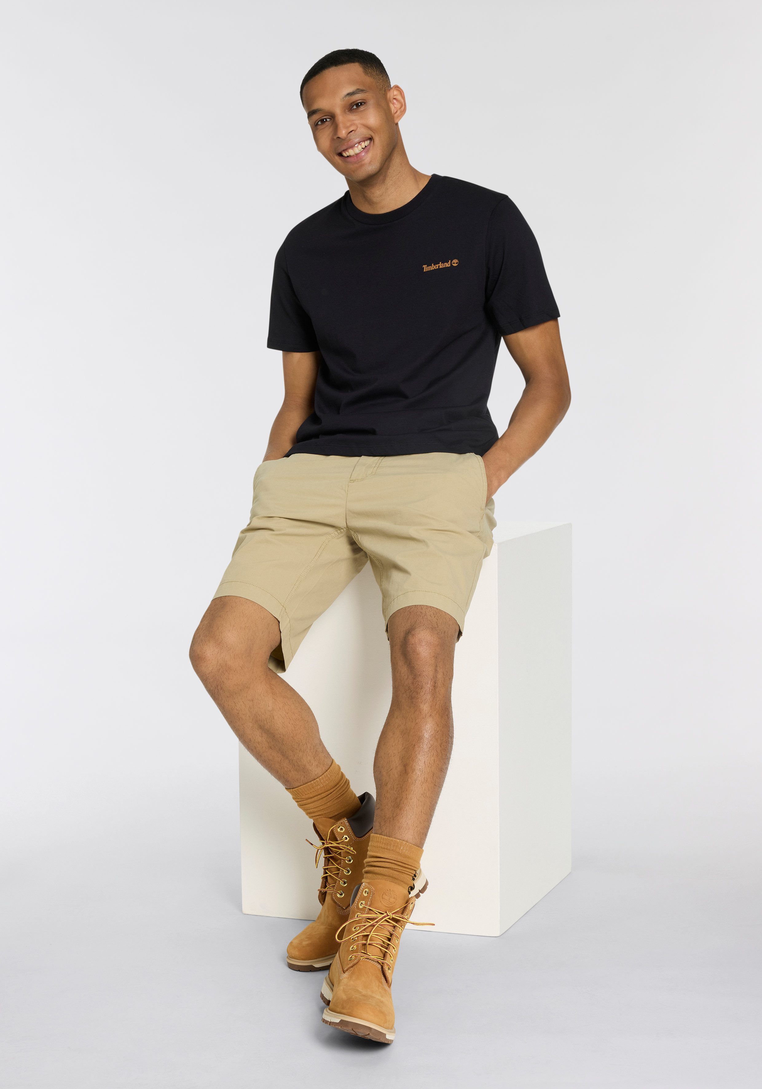 Timberland T-shirt Small Linear Logo Print Tee