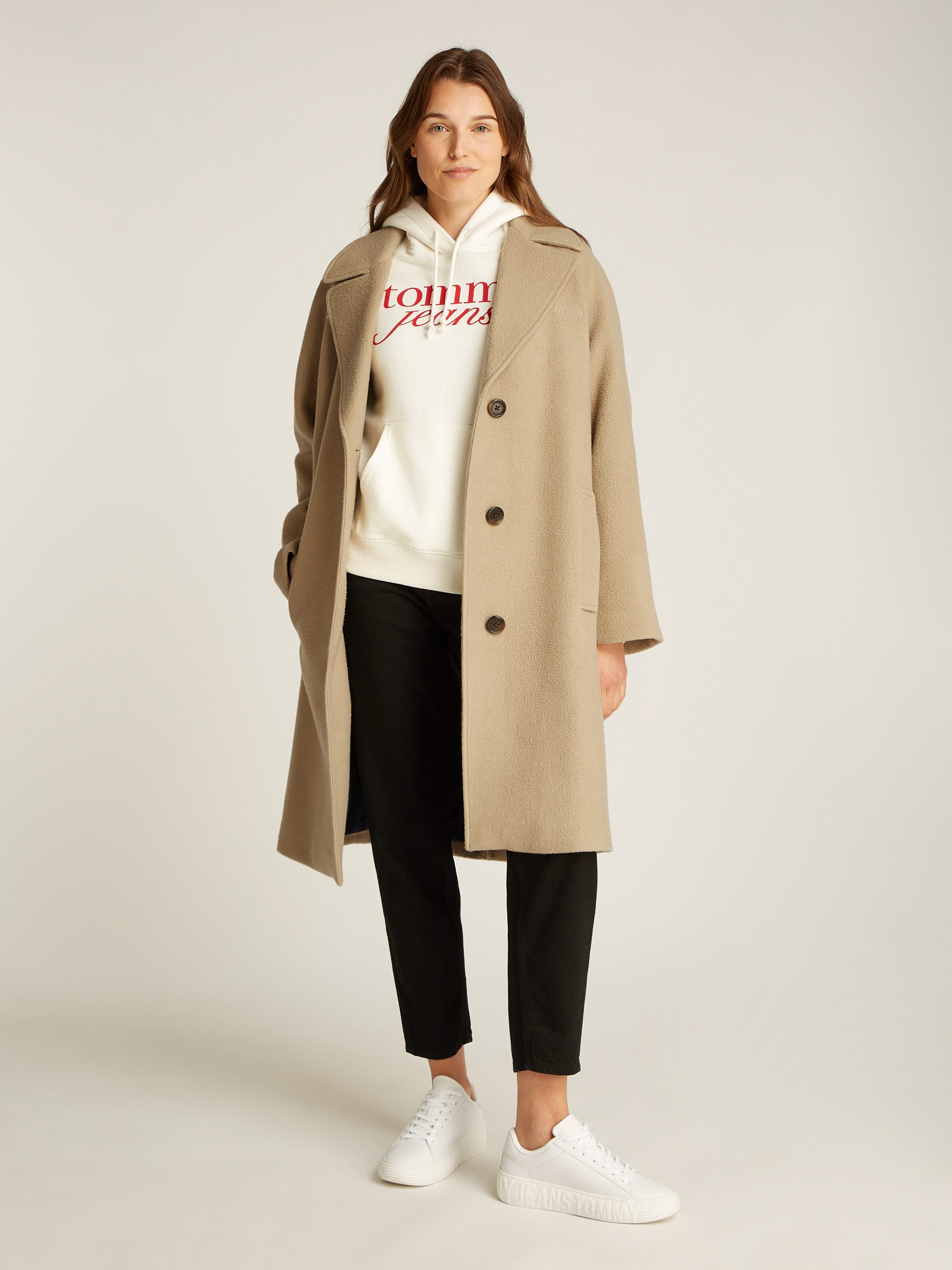 TOMMY JEANS Korte jas TJW WOOL COAT met wolaandeel