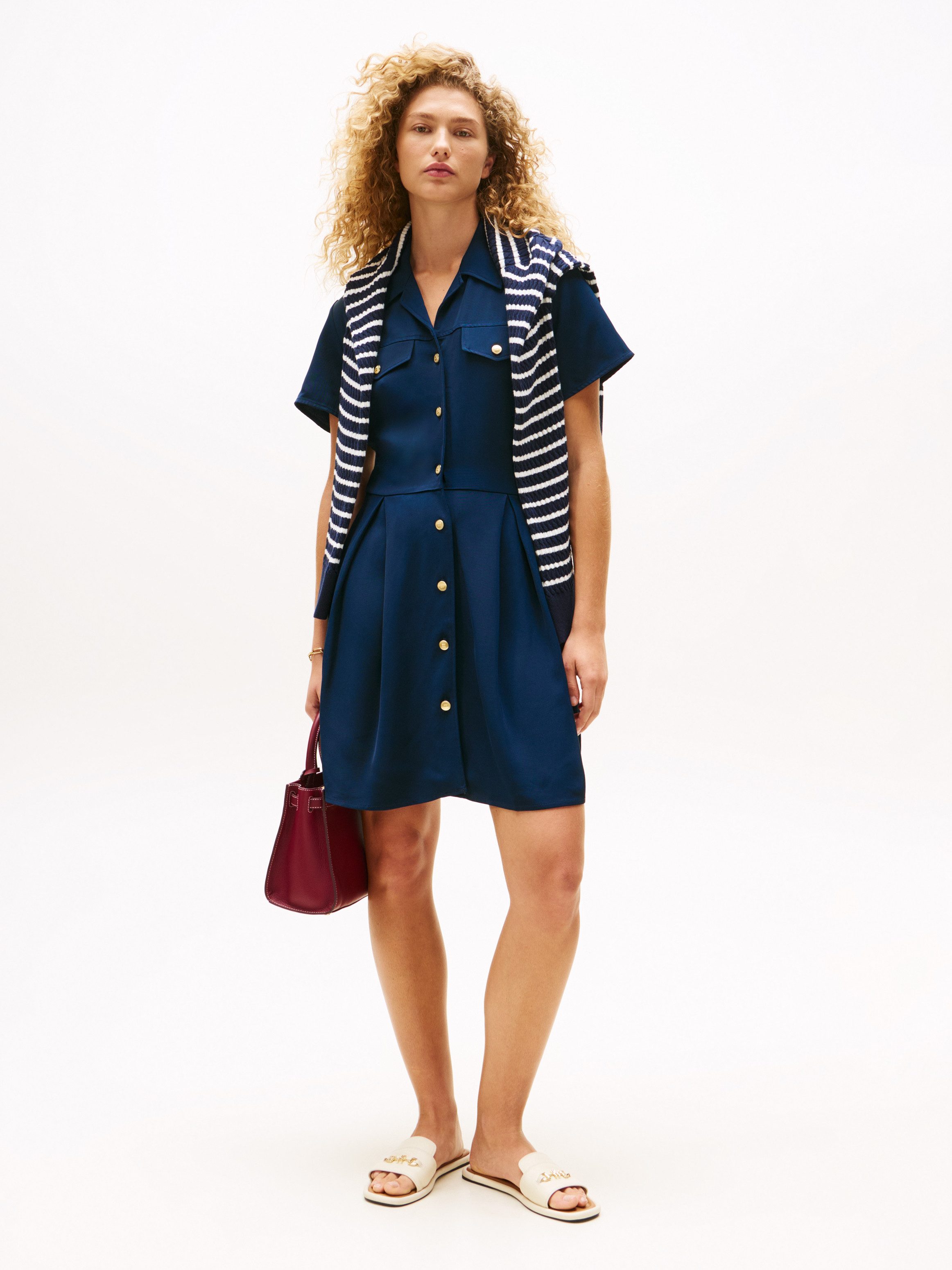 Tommy Hilfiger Jurk met overhemdkraag VIS TWILL S/S F&F MINI DRESS