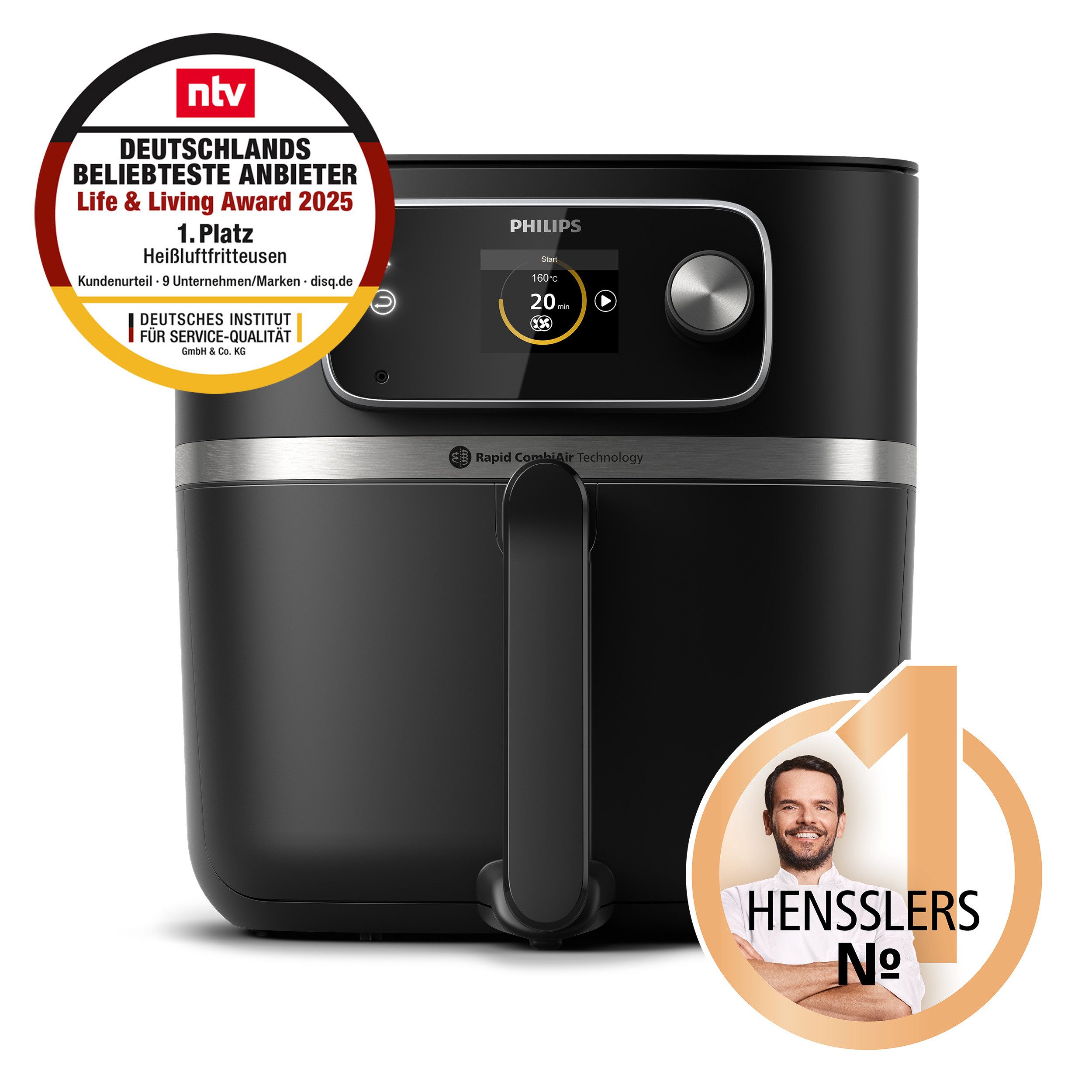 Philips Airfryer HD9880/90 Airfryer XXL, 8,3 l met wifi-connectiviteit, 50 autocook programma's en warmhoudfunctie