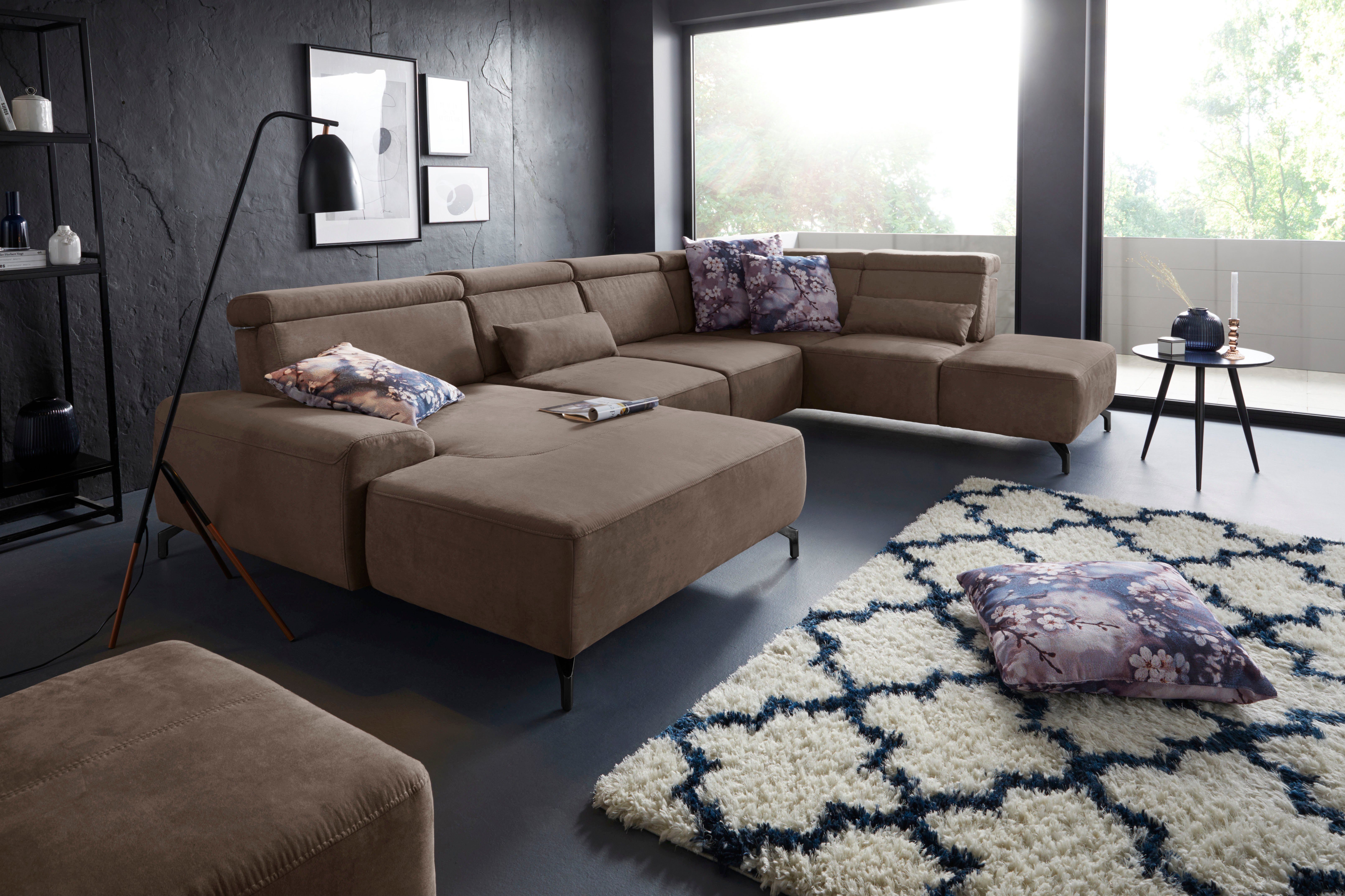 sit&more Zithoek Gizeh U-vorm 12 cm poothoogte, inclusief zitdiepteverstelling en verstelbare hoofdsteun