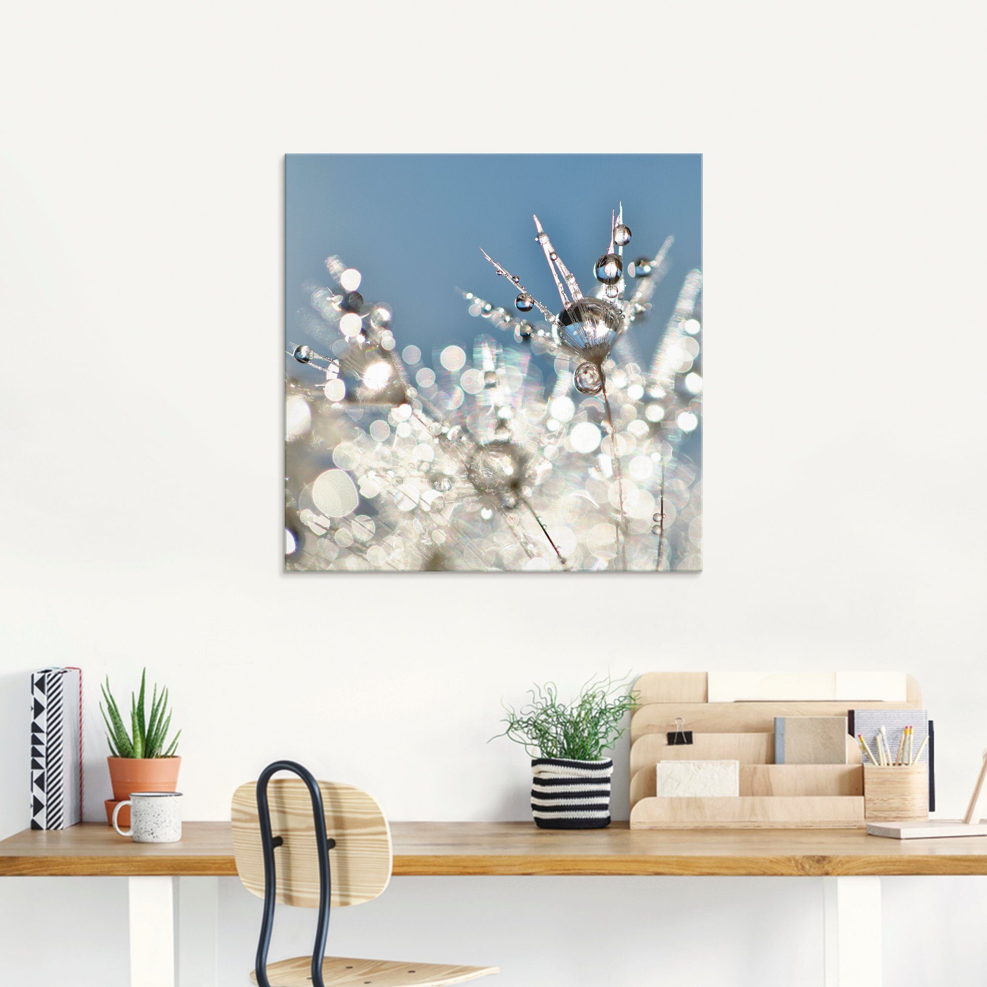 Artland Print op glas Pluizenbol druppel abstract