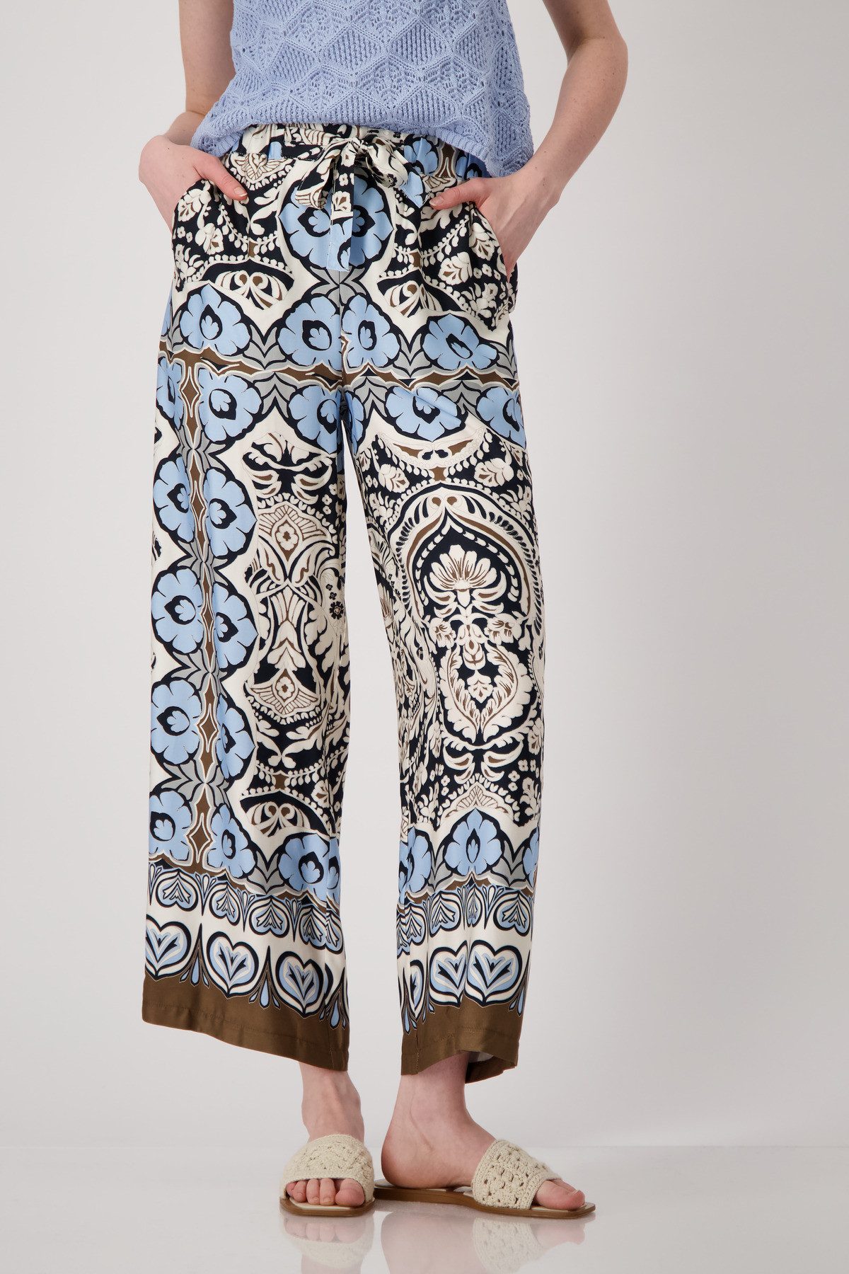 Monari 7/8 broek met ornamenten 68cm dames 7/8-broeken maat 34 zwart