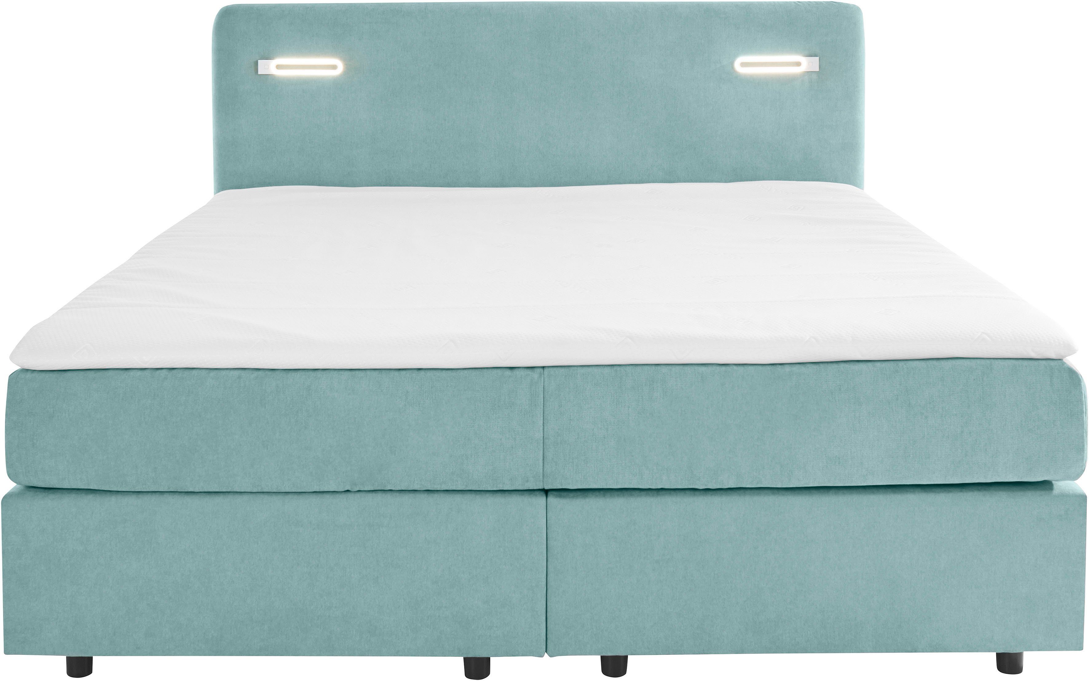 INOSIGN Boxspring Luan Laden, ledverlichting en topmatras, in breedte 120 cm en 180 cm