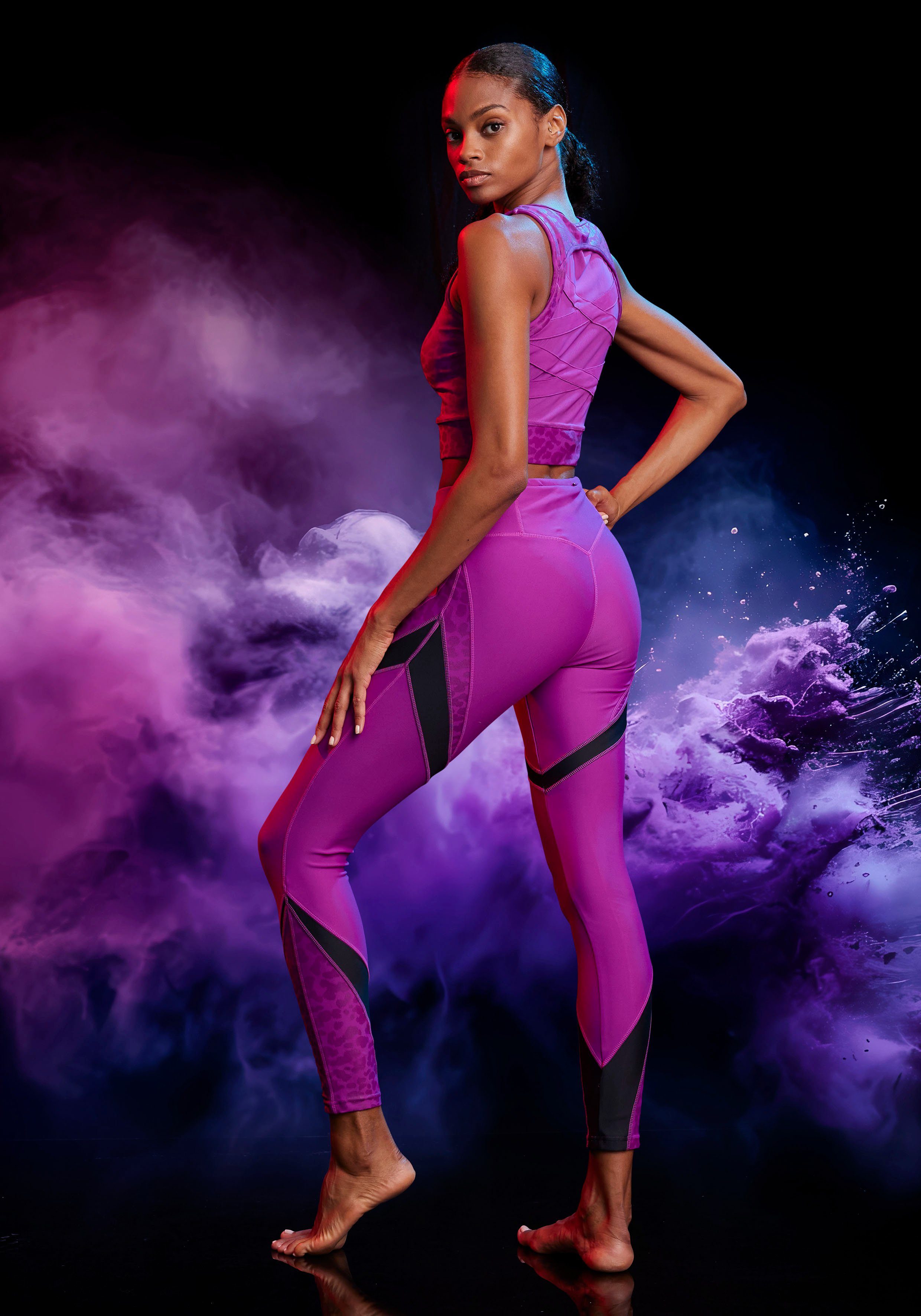 active by Lascana Legging met leo- en kleurinzetstukken