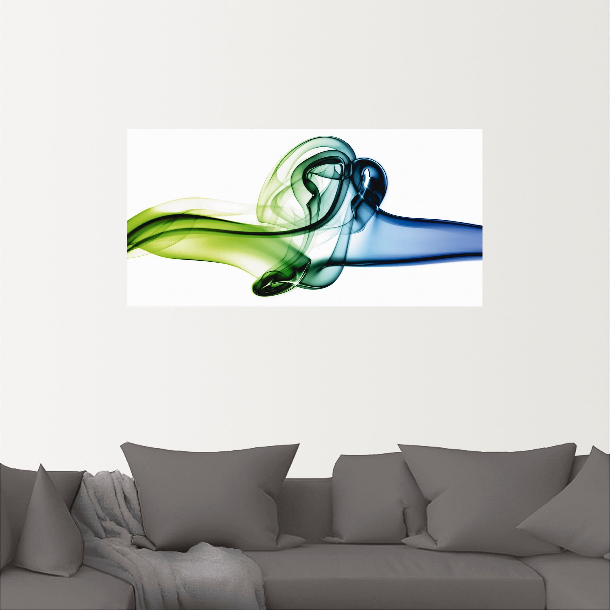Artland Artprint Botsing van blauw en groen als artprint van aluminium, artprint op linnen, muursticker, verschillende maten