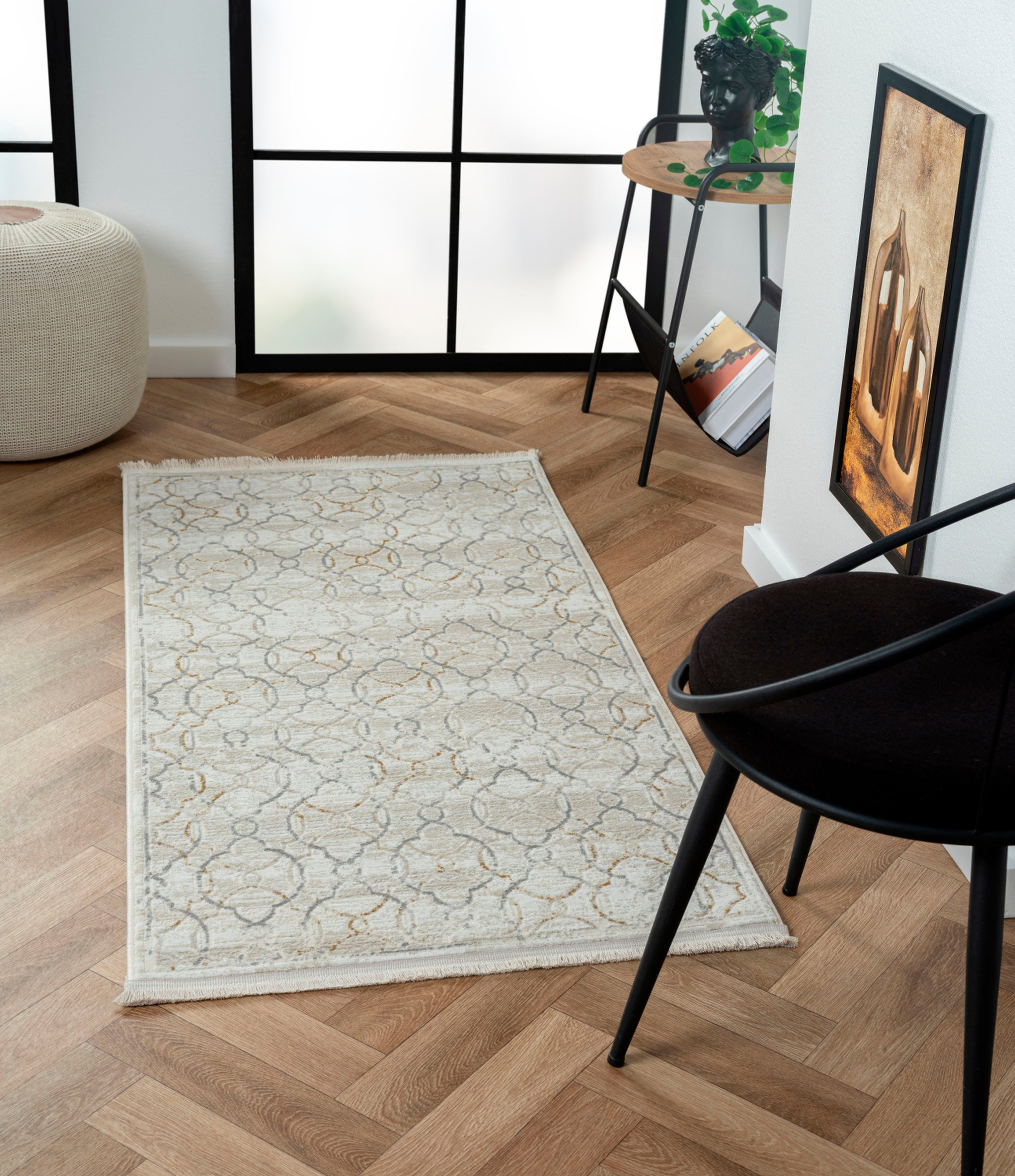 Myflair Möbel & Accessoires Vloerkleed Mijn vloer voorraadopruiming Kortpolig, retro-stijl, met franjes, bijzonder zacht door microvezel moderne