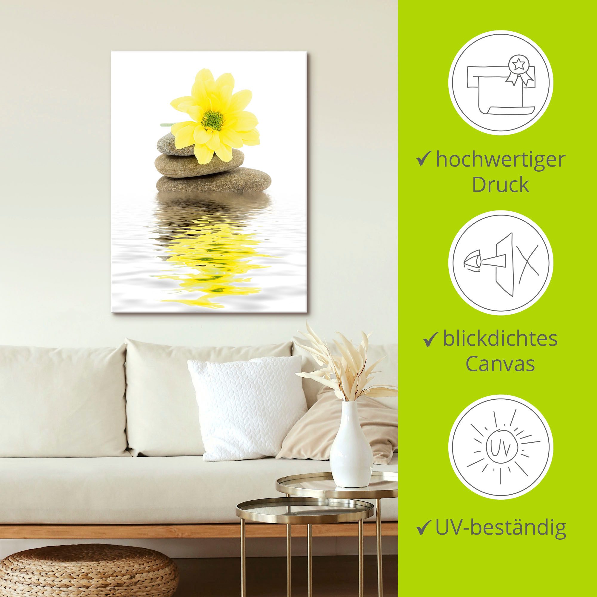 Artland Artprint Zen Spa stenen met bloemen II als artprint van aluminium, artprint voor buiten, artprint op linnen, poster in verschillende maten. maten