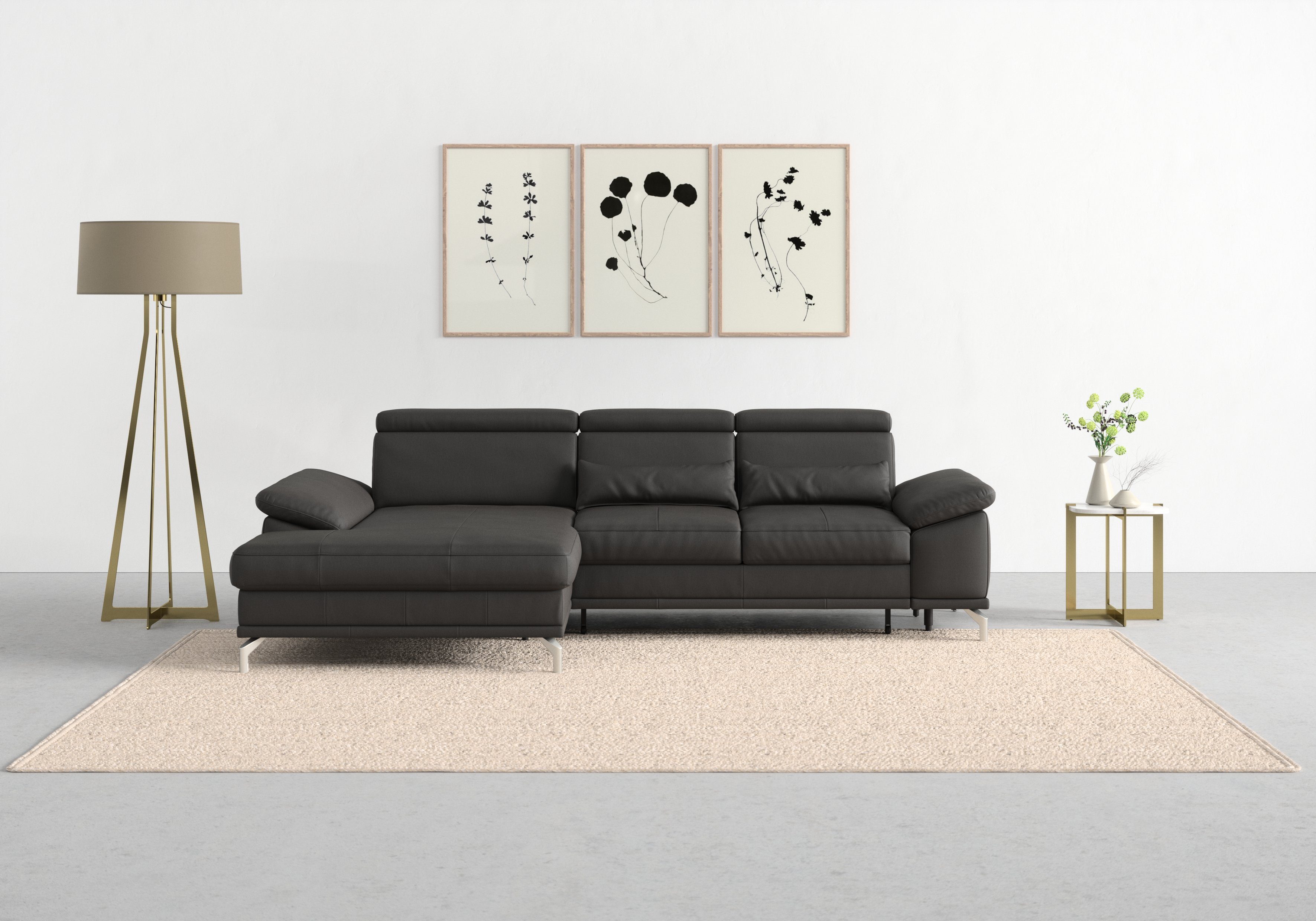 sit&more Hoekbank Cabrio L-vorm, met zitdiepteverstelling, arm- en hoofdsteunverstelling