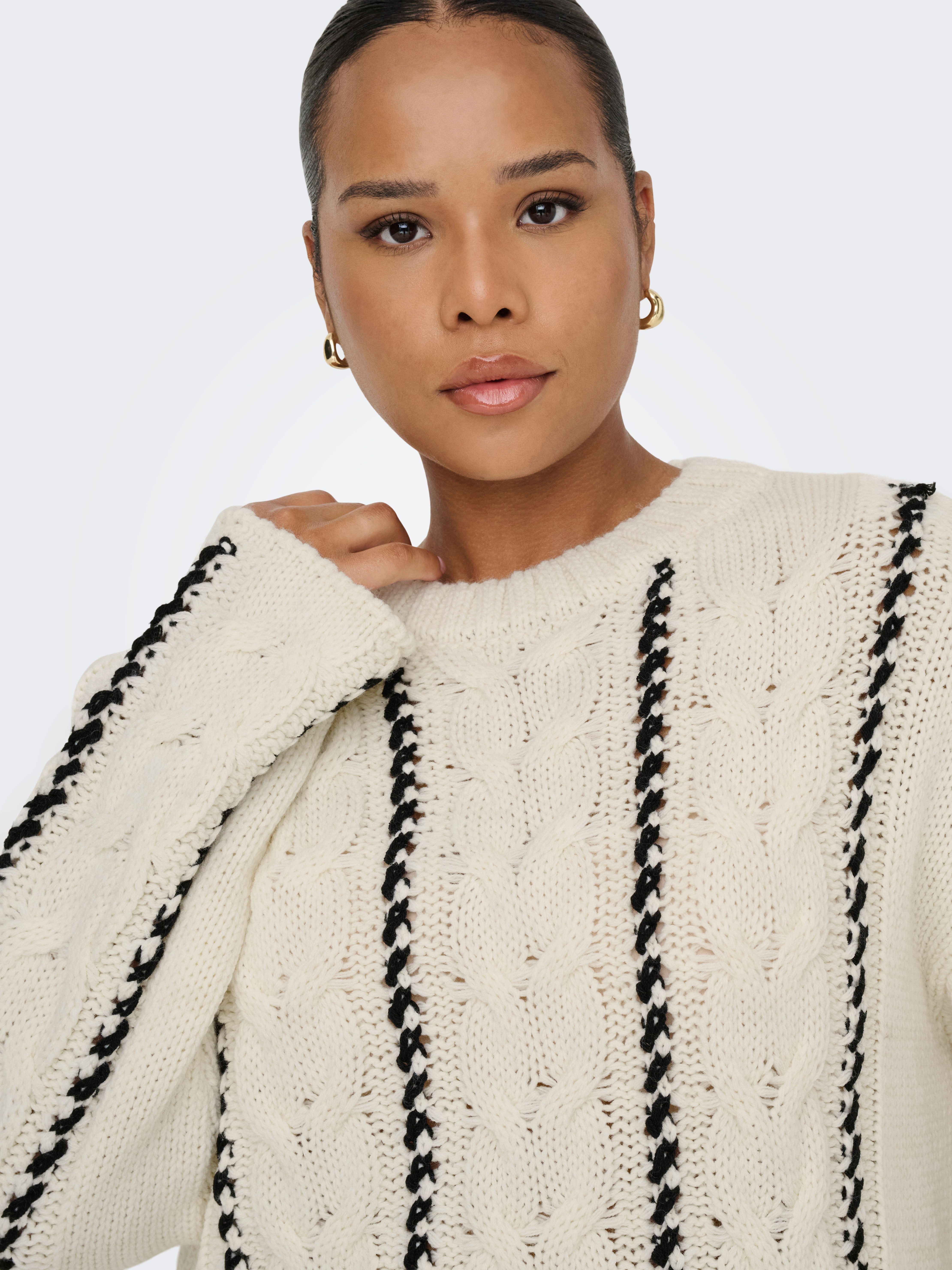 ONLY CARMAKOMA Trui met ronde hals CARTESSA CABEL STITCH LS O-NECK KNT
