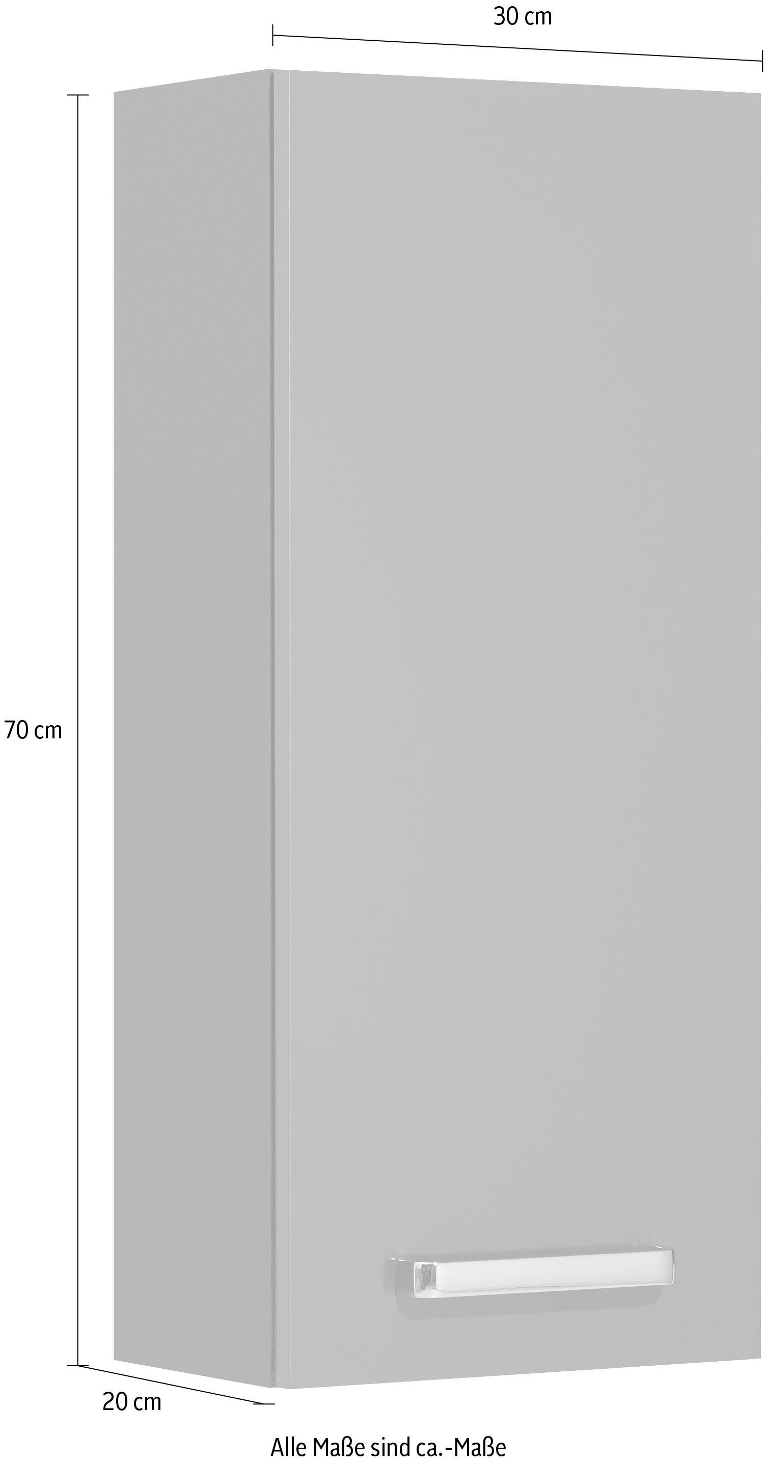 Saphir Hangend kastje Quickset wand-badkast 25 cm breed met 1 deur en 2 legplanken Badkamer-hangend kastje inclusief deurdemper, grepen in glanzend chroom