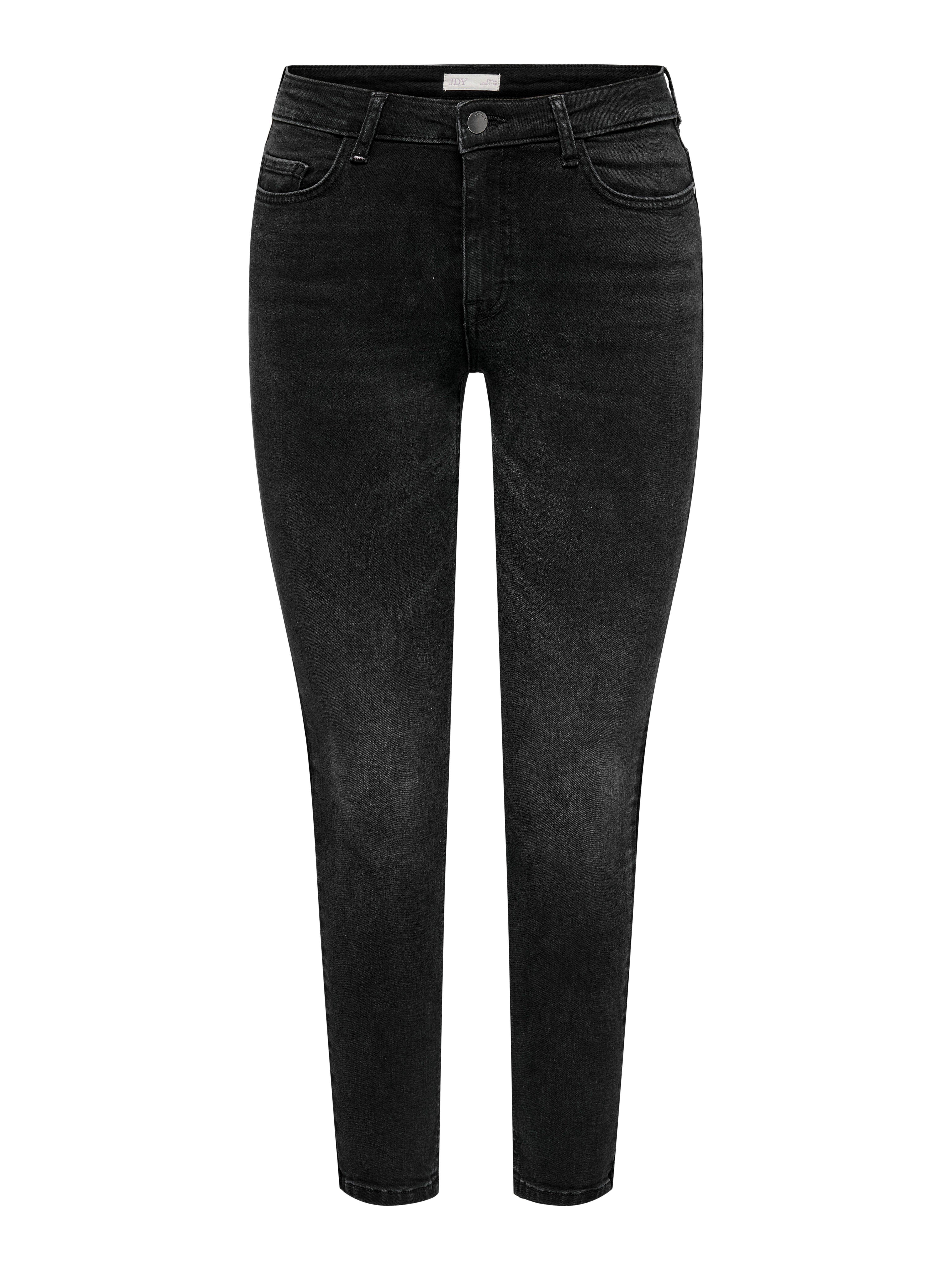 JDY Skinny fit jeans JDYFINA MW SKINNY ANKLE JNS BLK DNM NOOS