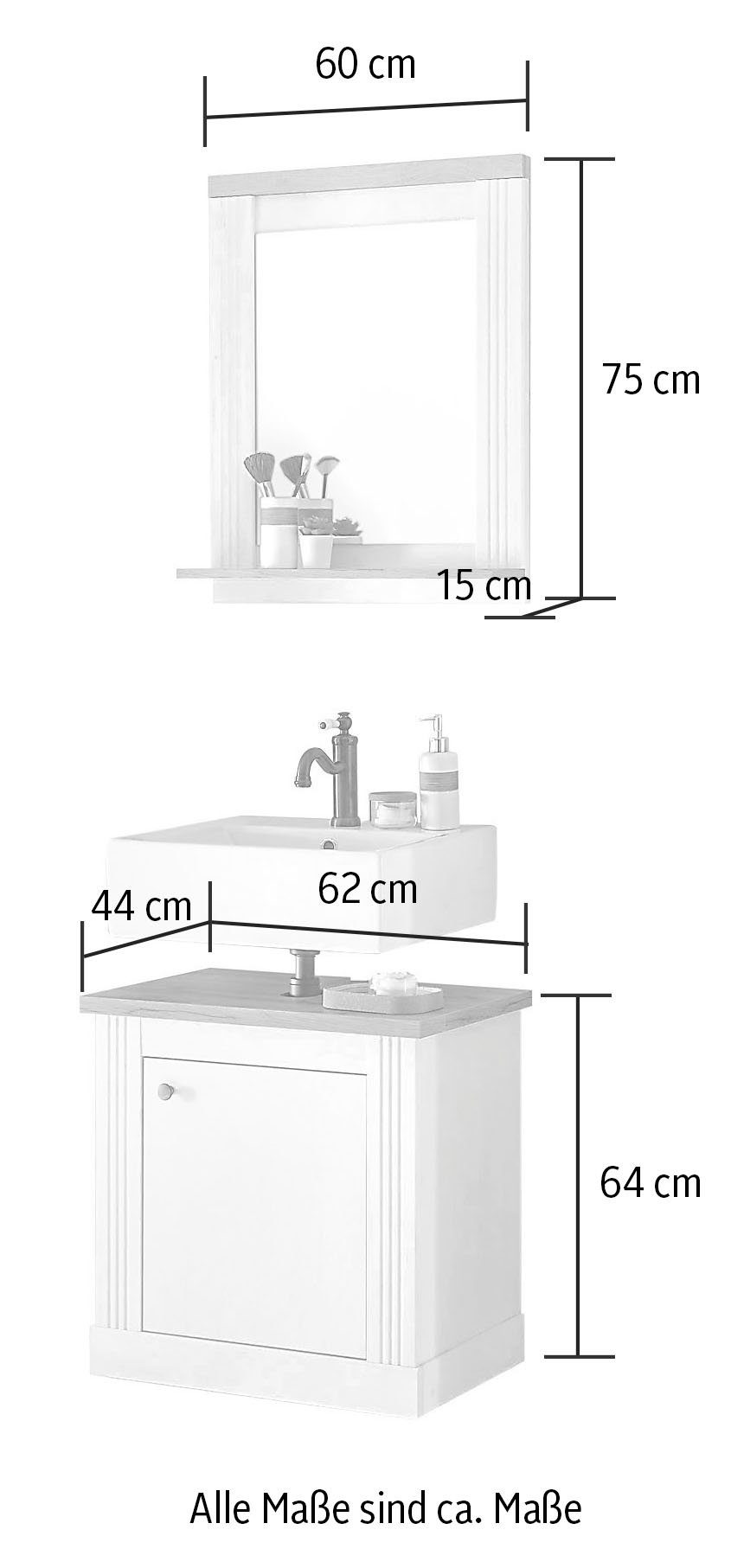 Home affaire Badkamerserie WESTMINSTER, badkamer in landhuisstijl, 2-delig badkamer (2-delig)
