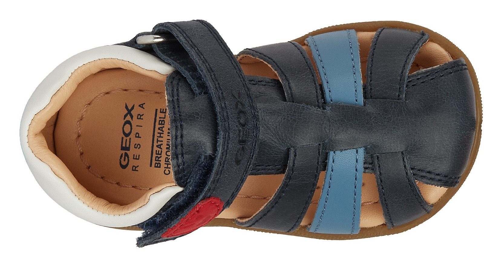 Geox Babyschoentjes B SANDAL MACCHIA BOY , sandaal, babyschoen, klittenbandschoen met kleurrijke riempjes