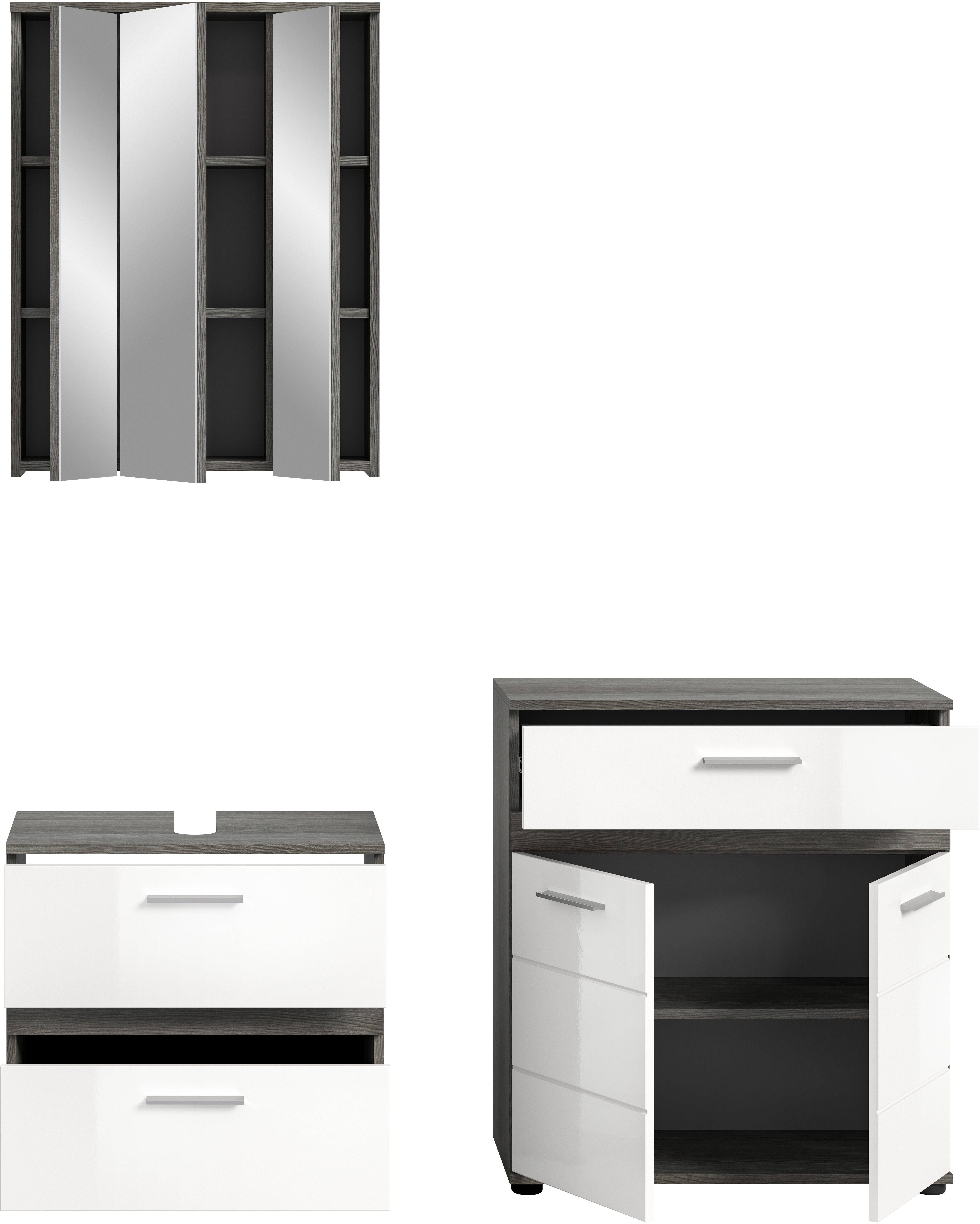 welltime Badmeubelset LUCCA, 3-delig, TOPSELLER!, hoogwaardige MDF front (set, 3 stuks)