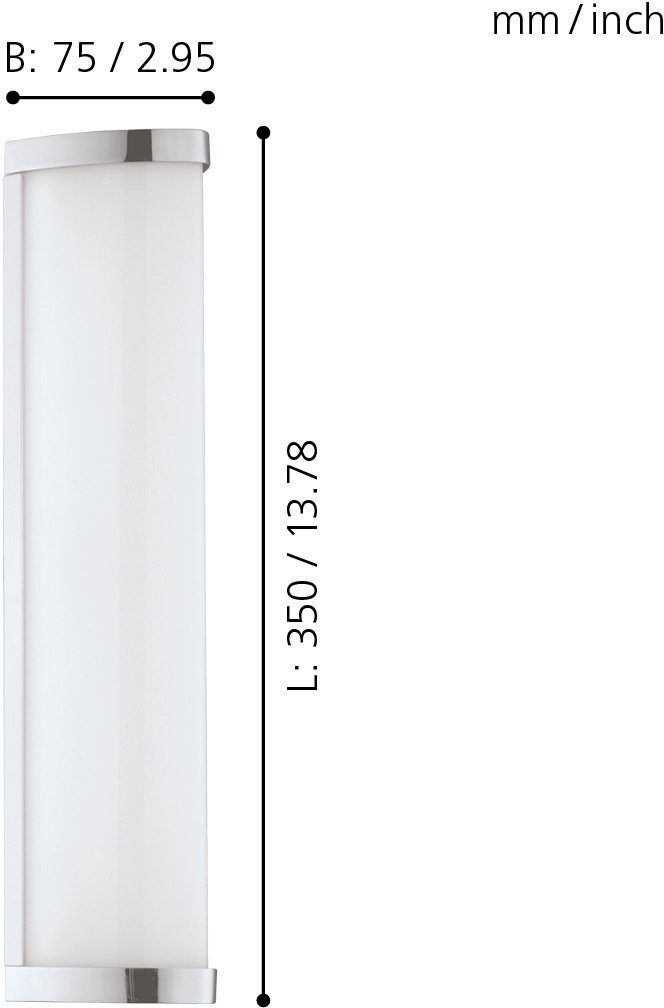 EGLO Led-wandlamp GITA 2 wandlamp, chroom, wit, IP44, spiegel lamp, badkamerlamp