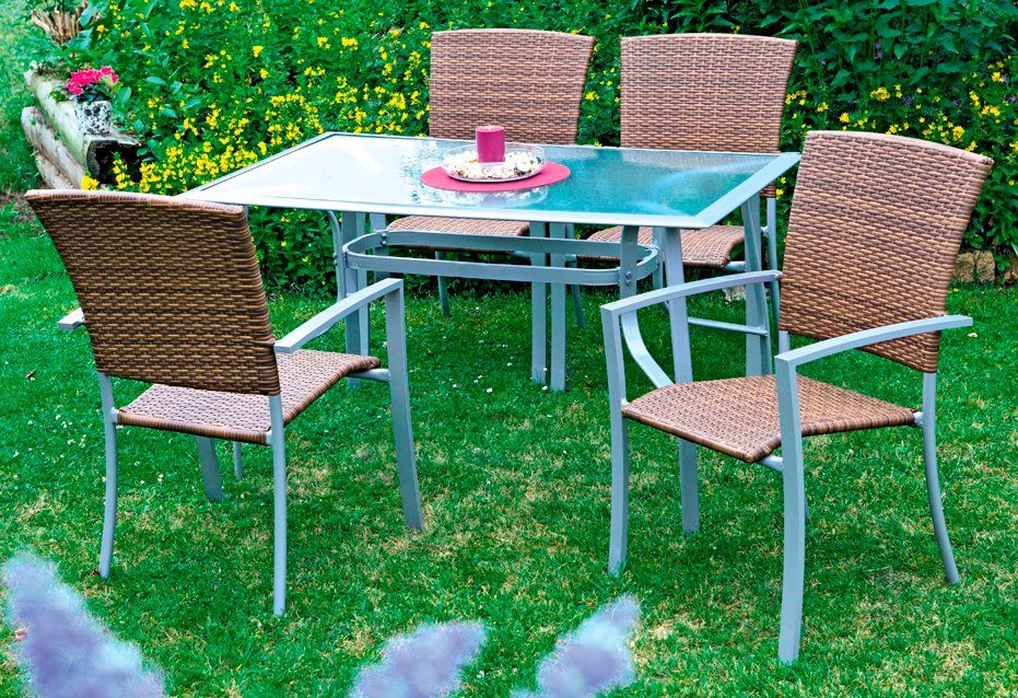 MERXX Tuinstoel Savonna set van 2, polyrotan, stapelbaar(set, 2 stuks)