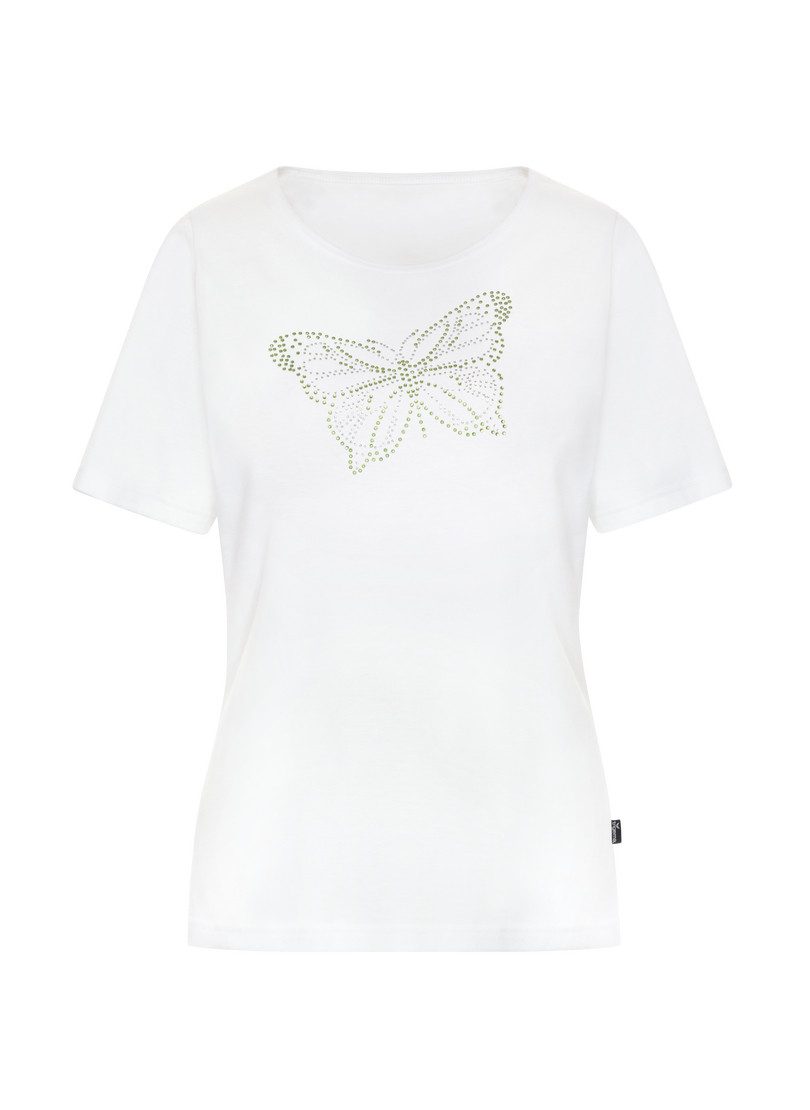 Trigema T-shirt TRIGEMA T-shirt met vlinder van strasssteentjes (1-delig)