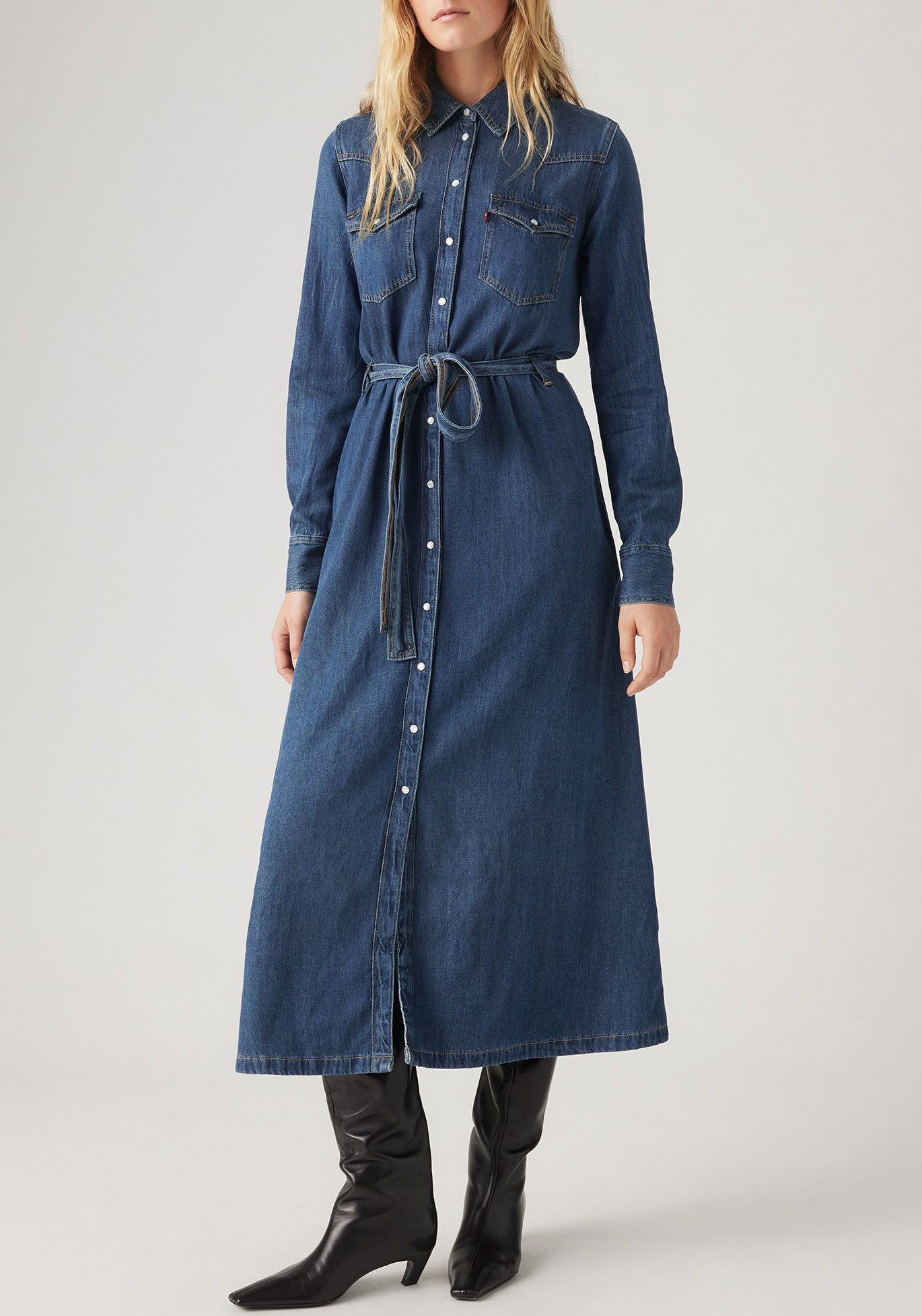 Levi's Jeans jurk QUINNEY DENIM DRESS met een bindceintuur