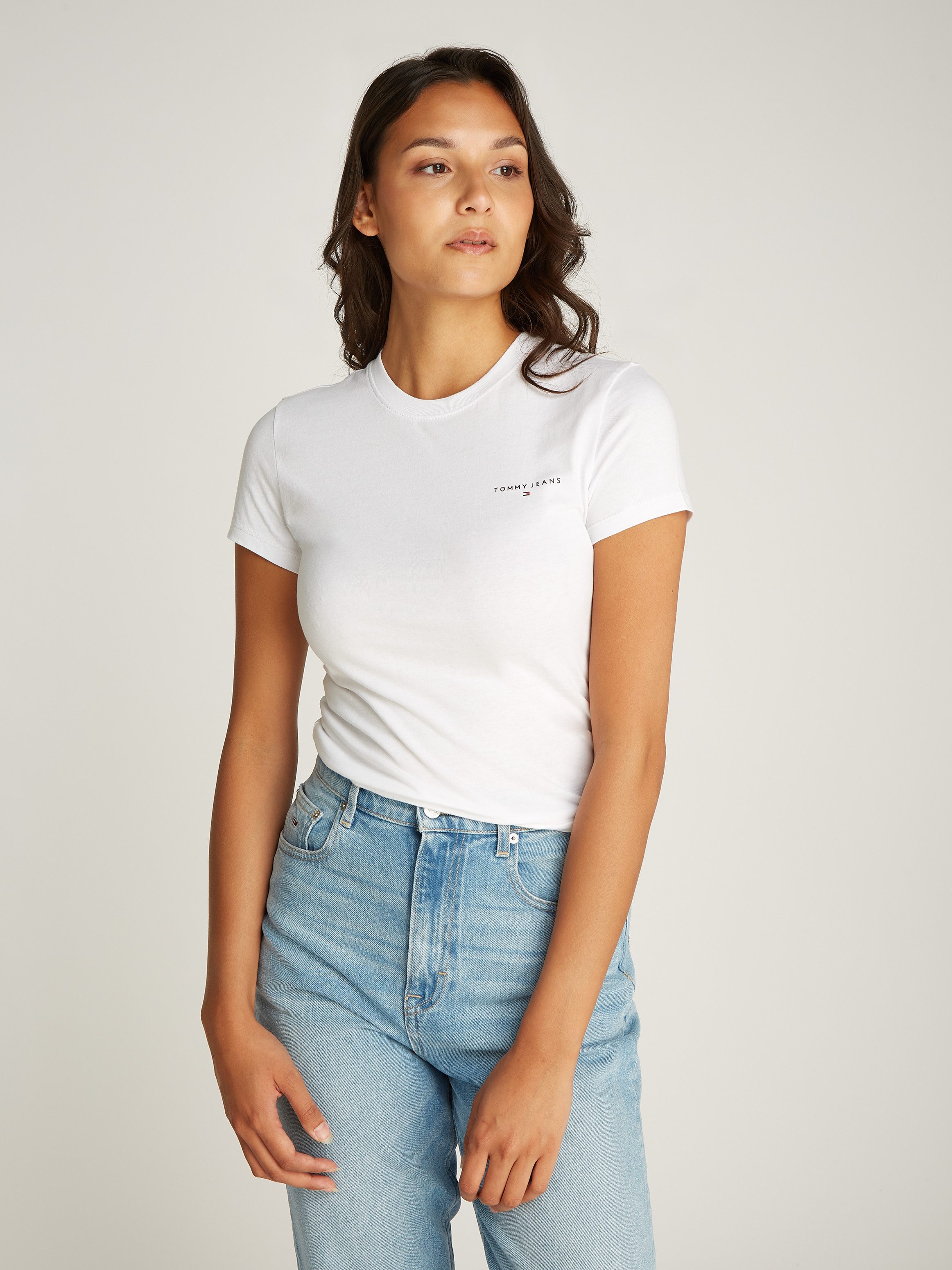 TOMMY JEANS T-shirt Tjw 2Pack Slim Linear Tee met logo-opdruk in effen kleur (Set van 2)