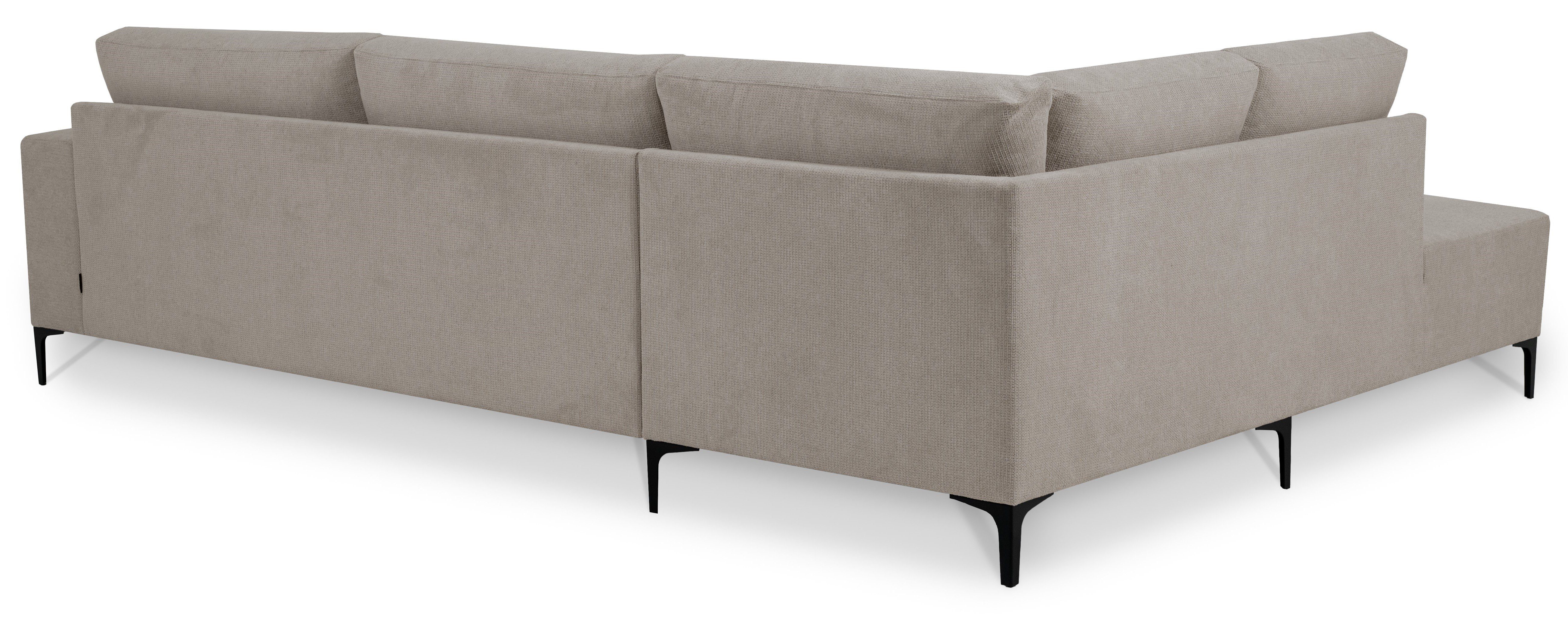 Places of Style Hoekbank Xander, L-model, Breedte 289 cm, geweven stof, soft-touch chenille, zwarte metalen voeten